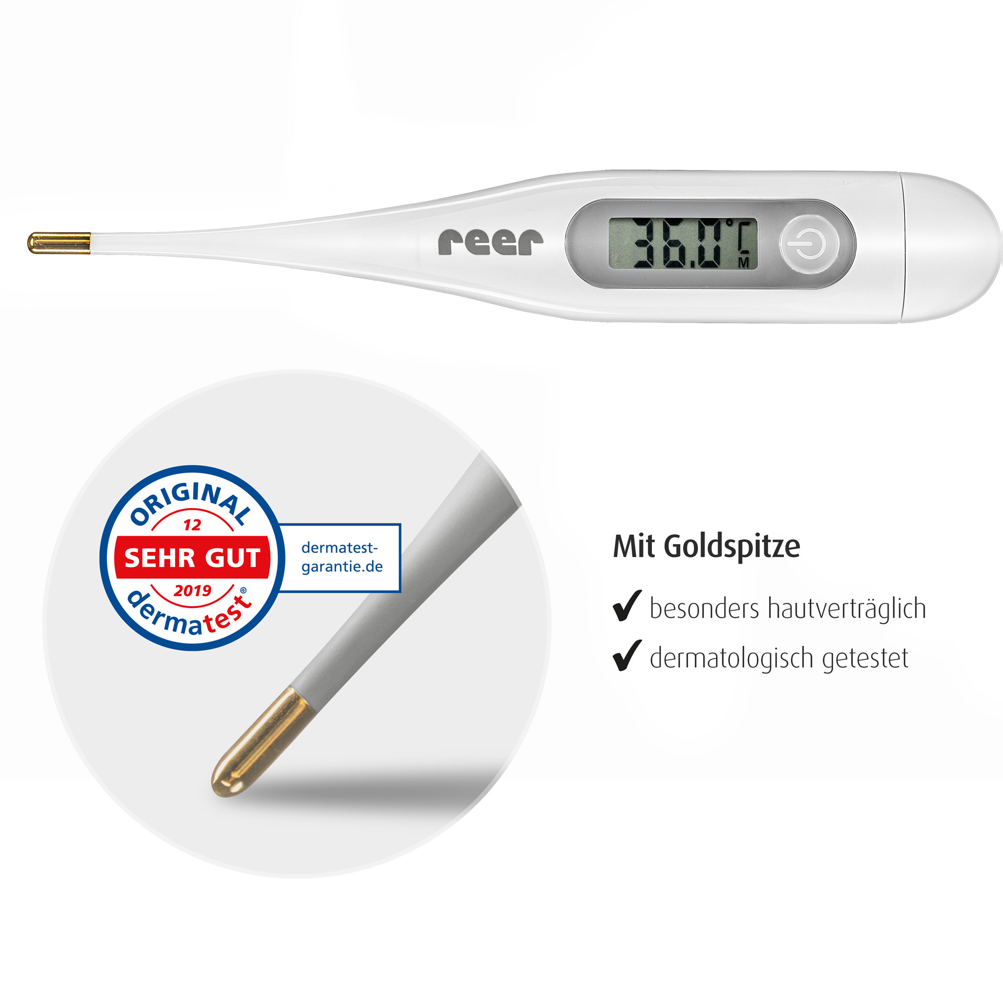 Fieberthermometer, reer, Grau – Produktansicht