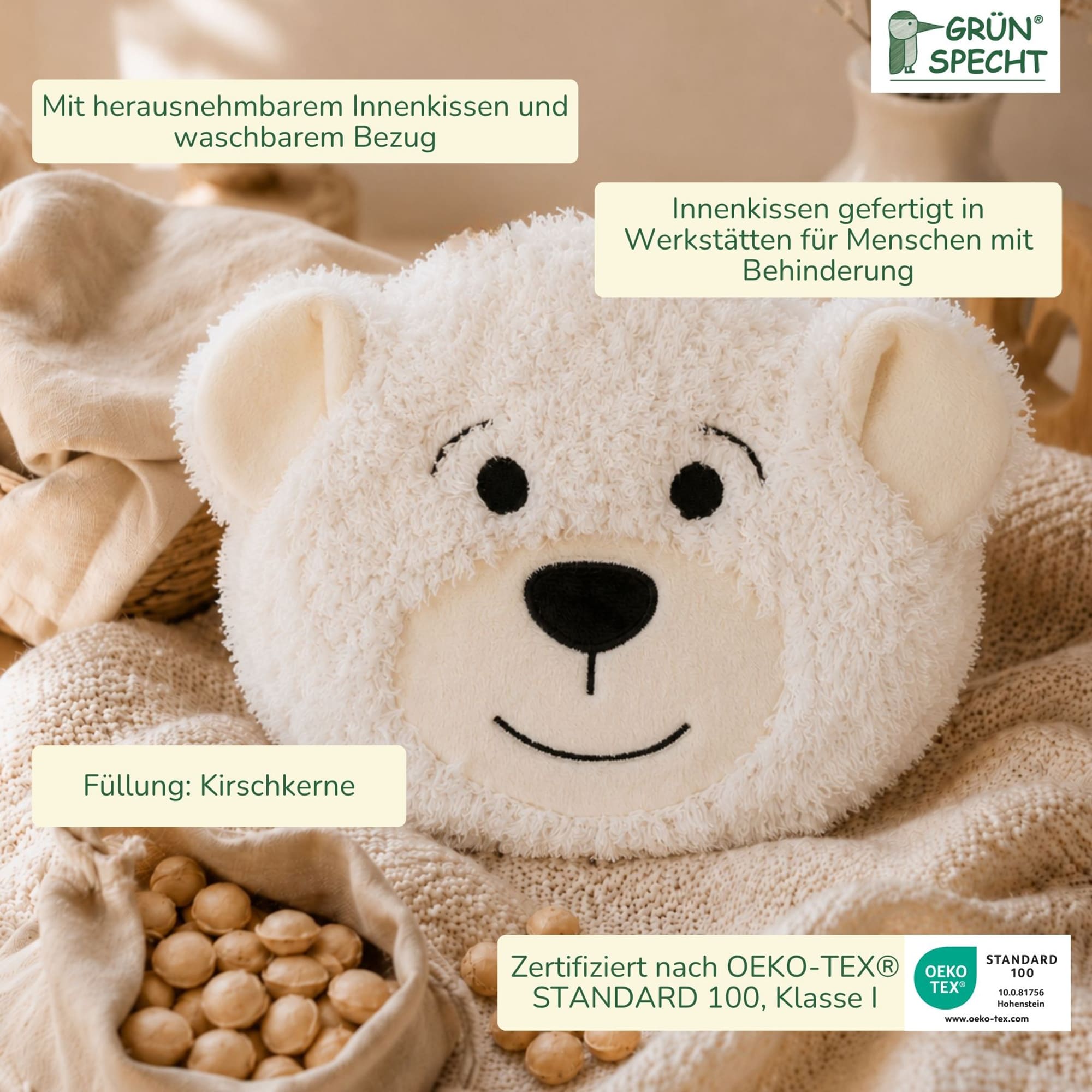 Wärmekissen & -flaschen, GRÜNSPECHT, Weiß – Produktansicht