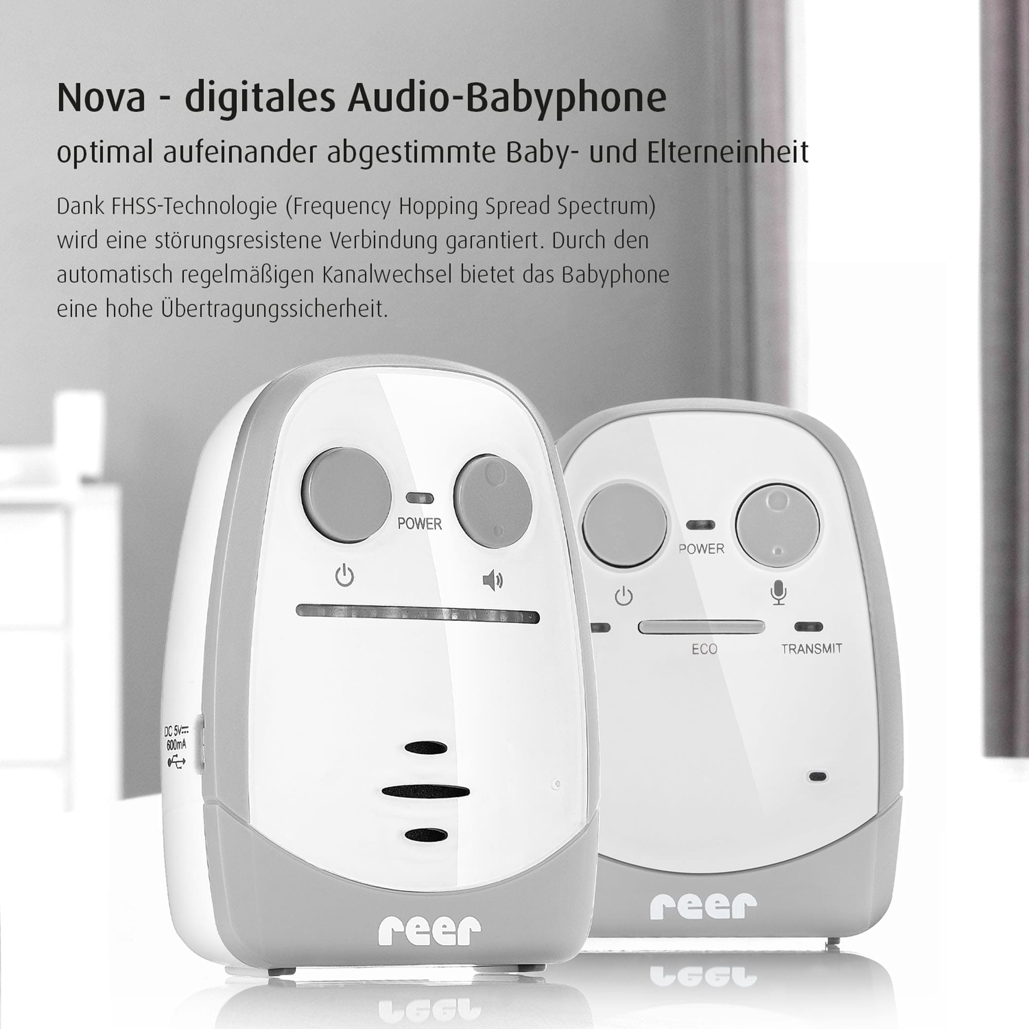 Audio Babyphone, reer, Weiß – Besonderheit: strahlungsarm und energiesparend