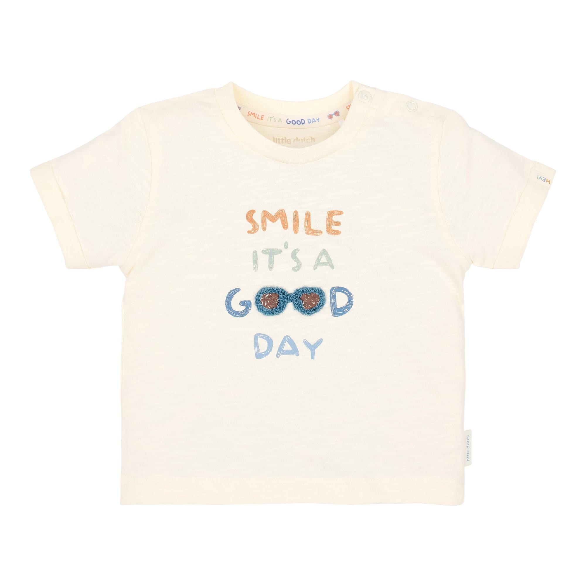 Kurzarmshirts, LITTLE DUTCH, Beige – Besonderheit: aus Baumwolle