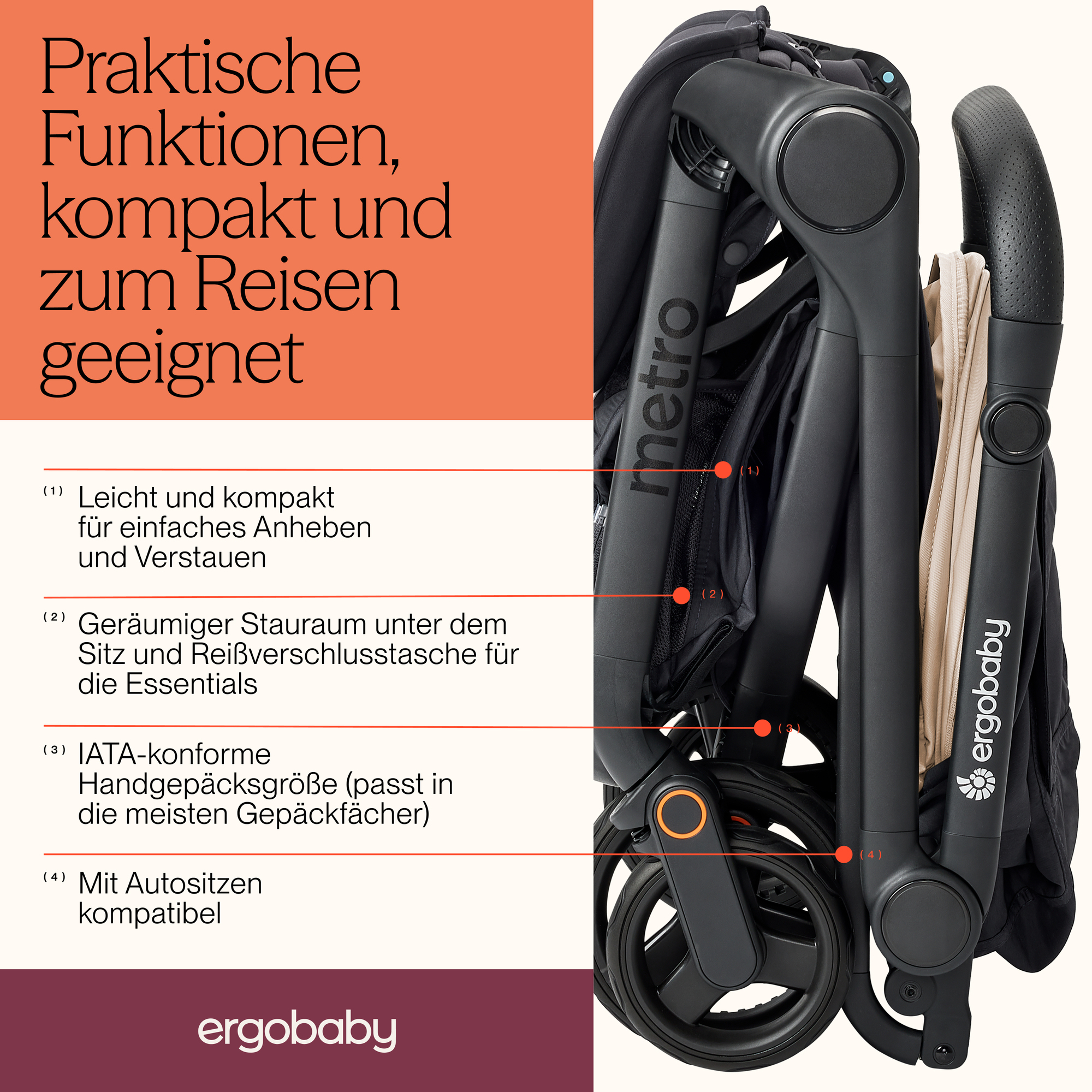Buggys, ERGObaby, Schwarz – Produktansicht