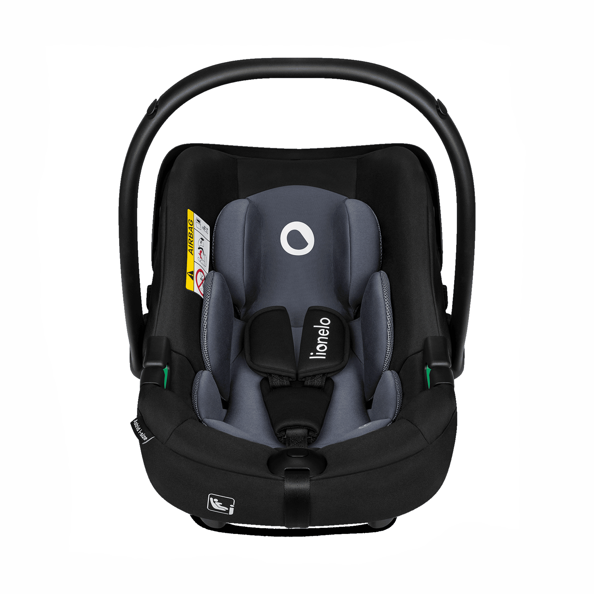 Babyschalen 0-13 kg, Gruppe 0+, lionelo, Schwarz – Produktansicht