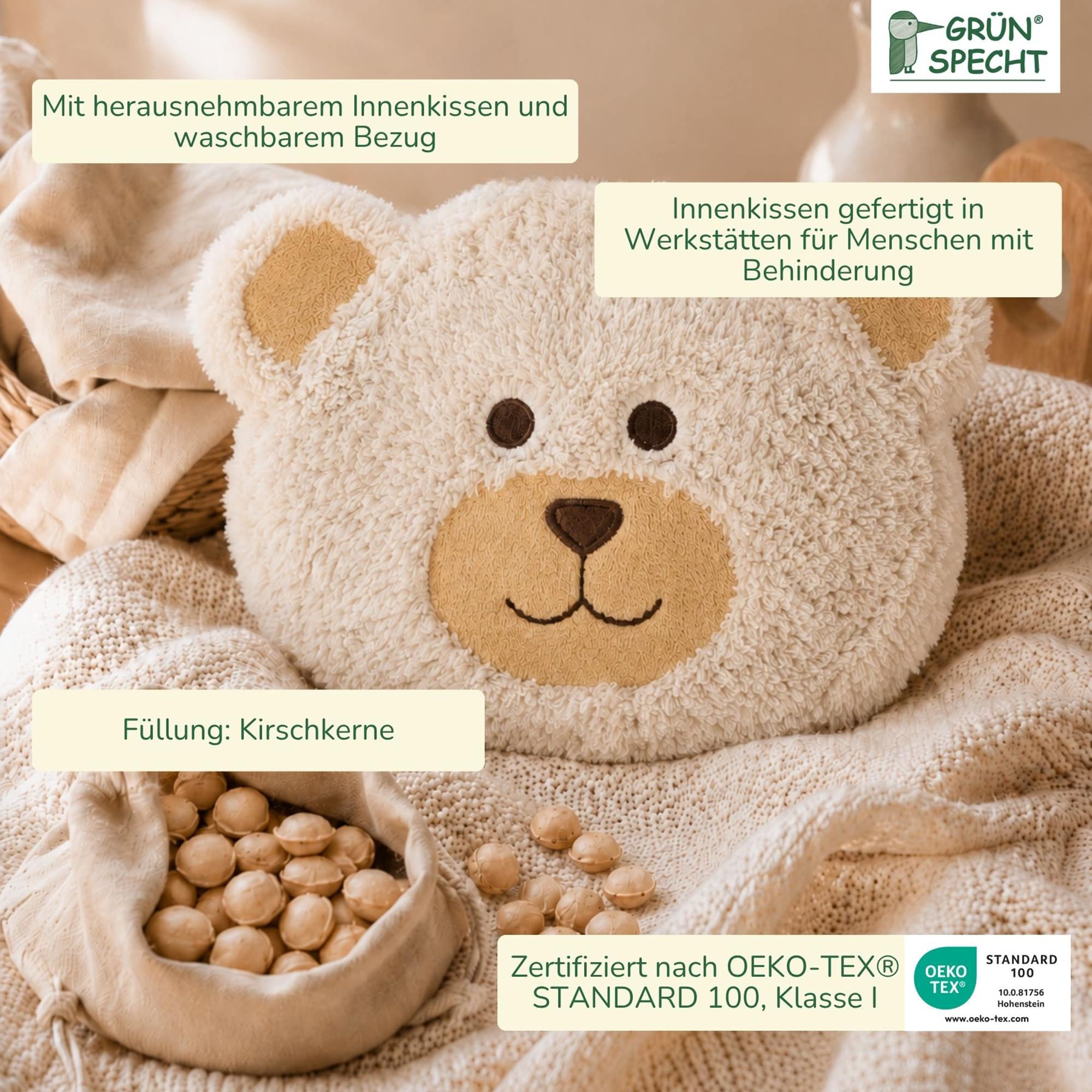 Wärmekissen & -flaschen, GRÜNSPECHT, Beige – Besonderheit: schenkt wohltuende Wärme