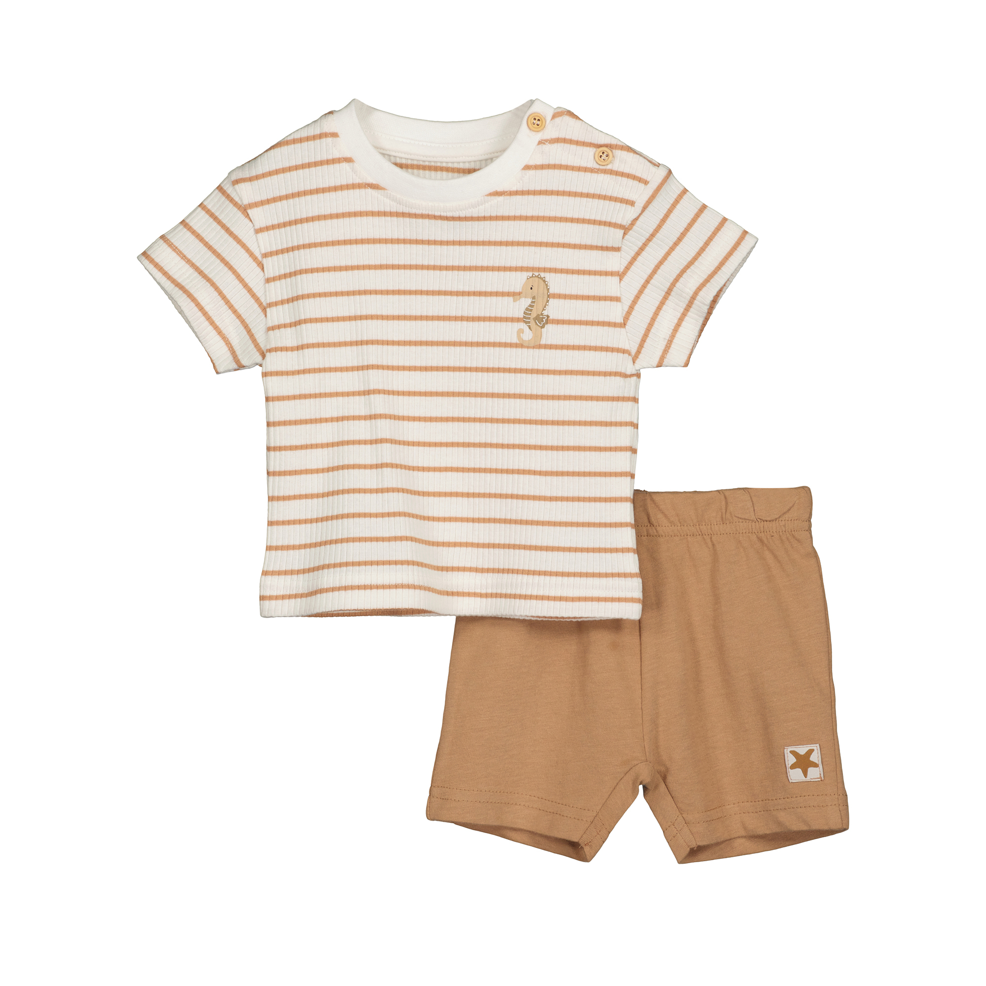 Kurzarmshirts, blue seven, Braun – Besonderheit: Set aus Kurzarmshirt und kurzer Shorts