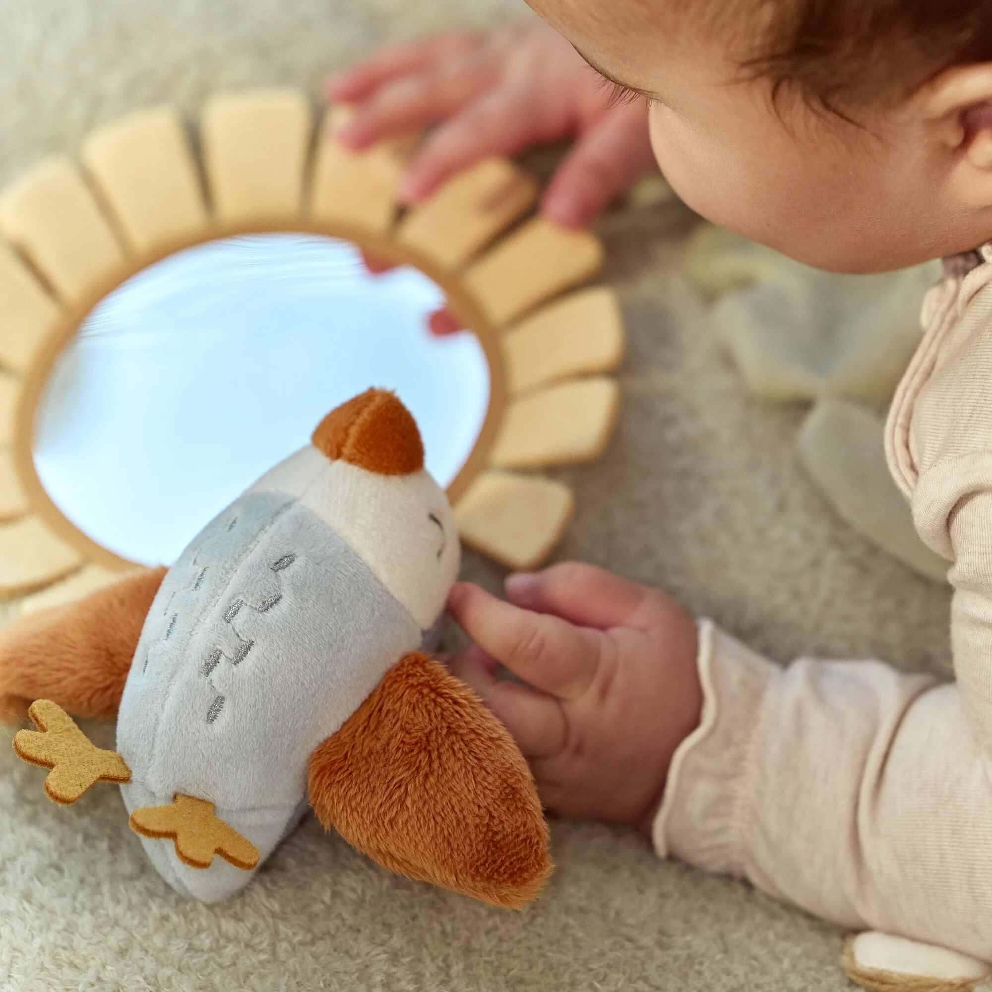Laufgitter & Laufgittereinlagen, LITTLE DUTCH, Grün – Besonderheit: Interaktive 3D-Applikationen: wie einem Vogel, einer Giraffe, einer Blume mit integrierter Rassel, einem Spiegel und einem Schmetterling