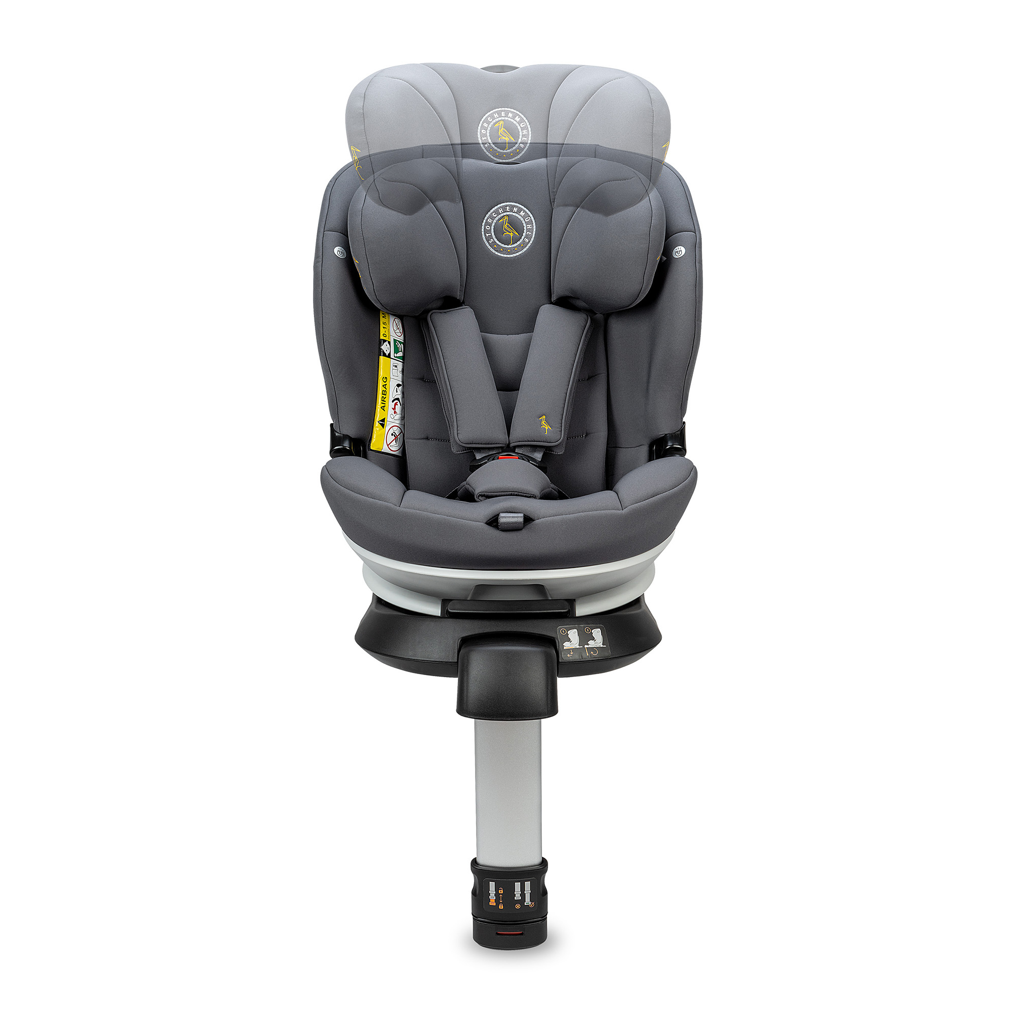 Kindersitze 9-36 kg, Gruppe 1/2/3, Storchenmühle, Grau – Produktansicht