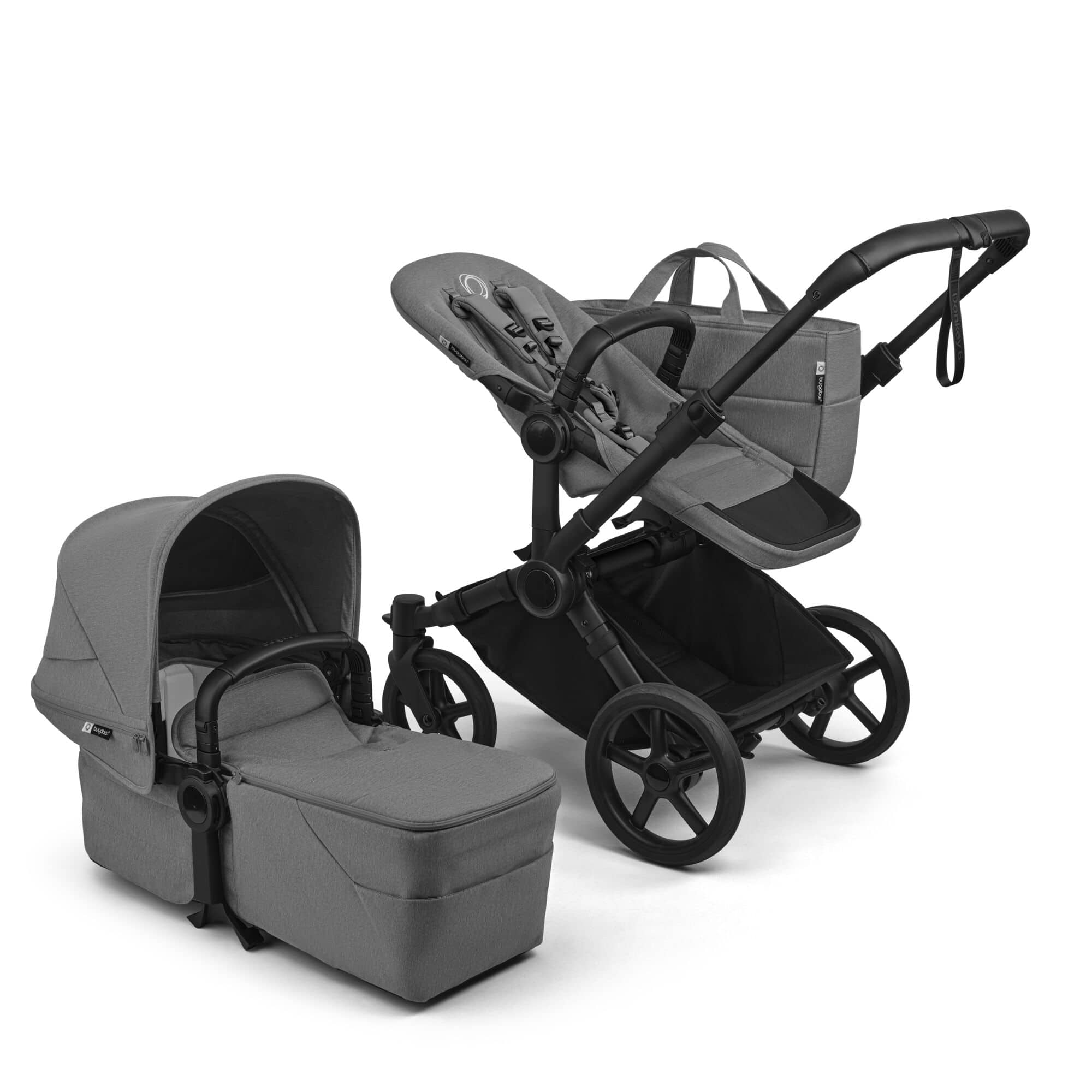 Kombi-Kinderwagen, bugaboo, Grau – Besonderheit: Liegeaufsatz mit PureBreeze™-Matratze für optimale Unterstützung von Neugeborenen