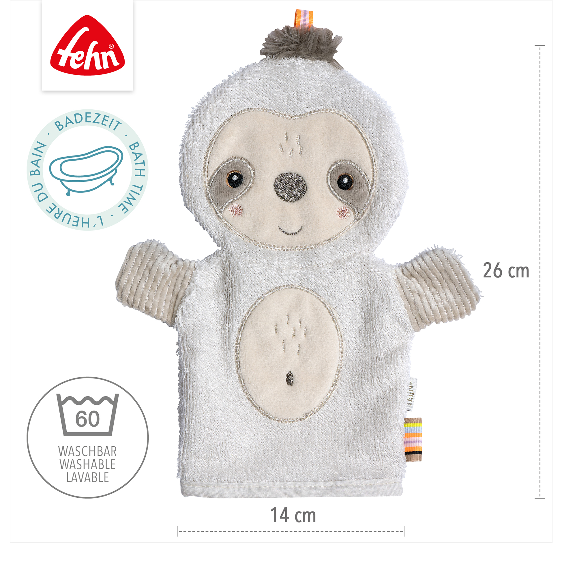 Waschlappen, fehn, Grau – Produktansicht