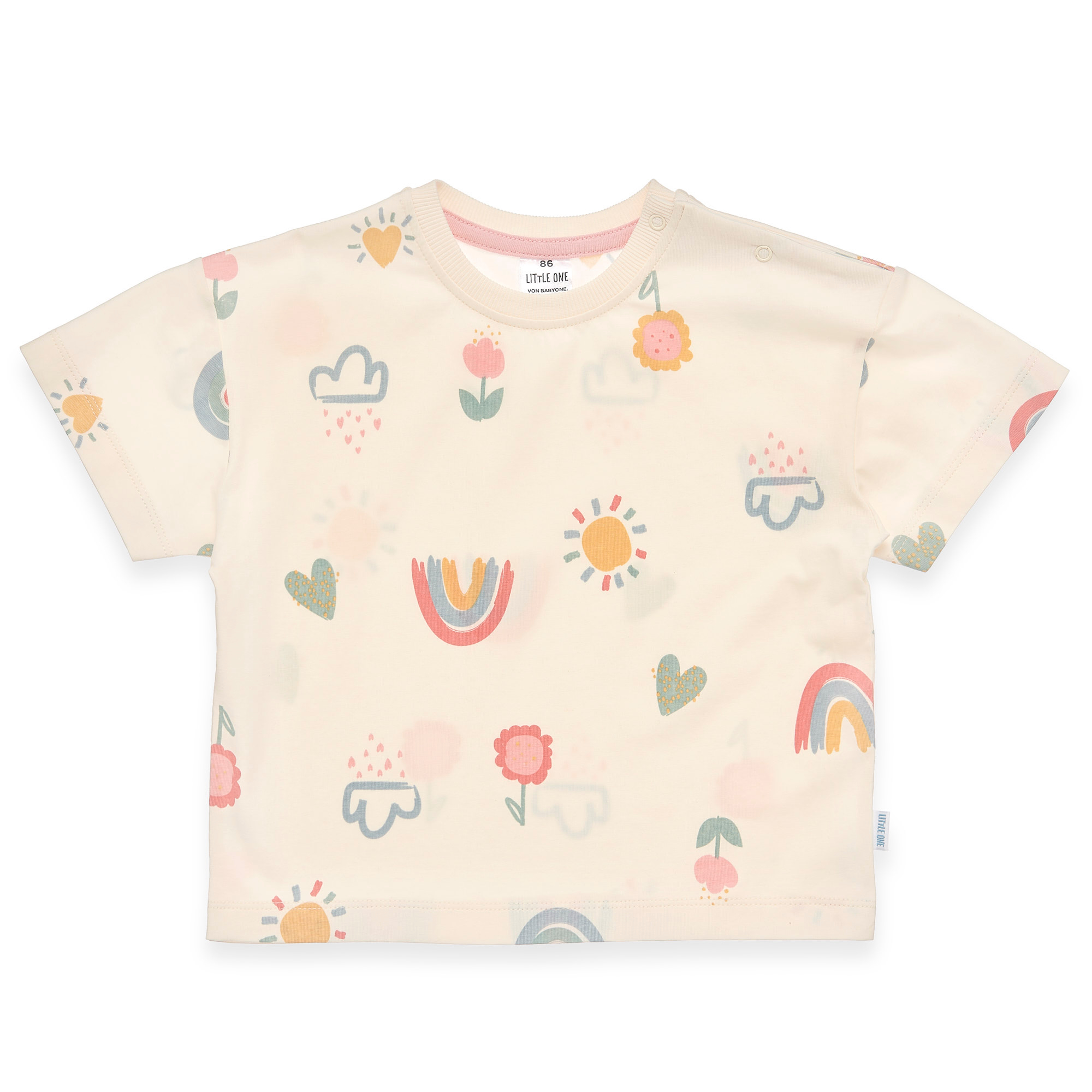 Kurzarmshirts, LITTLE ONE, Weiß – Besonderheit: aus 95% Baumwolle