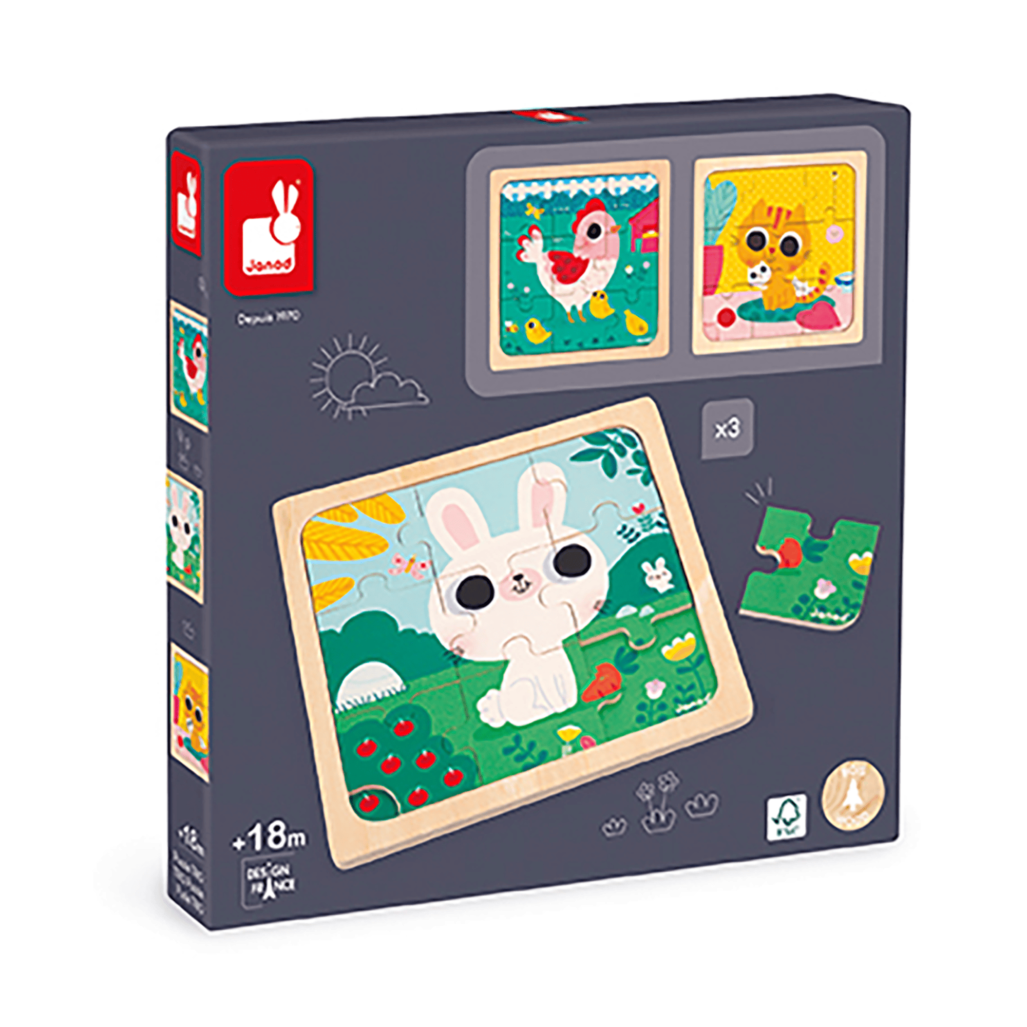Holzpuzzle, Janod, Mehrfarbig – Produktansicht