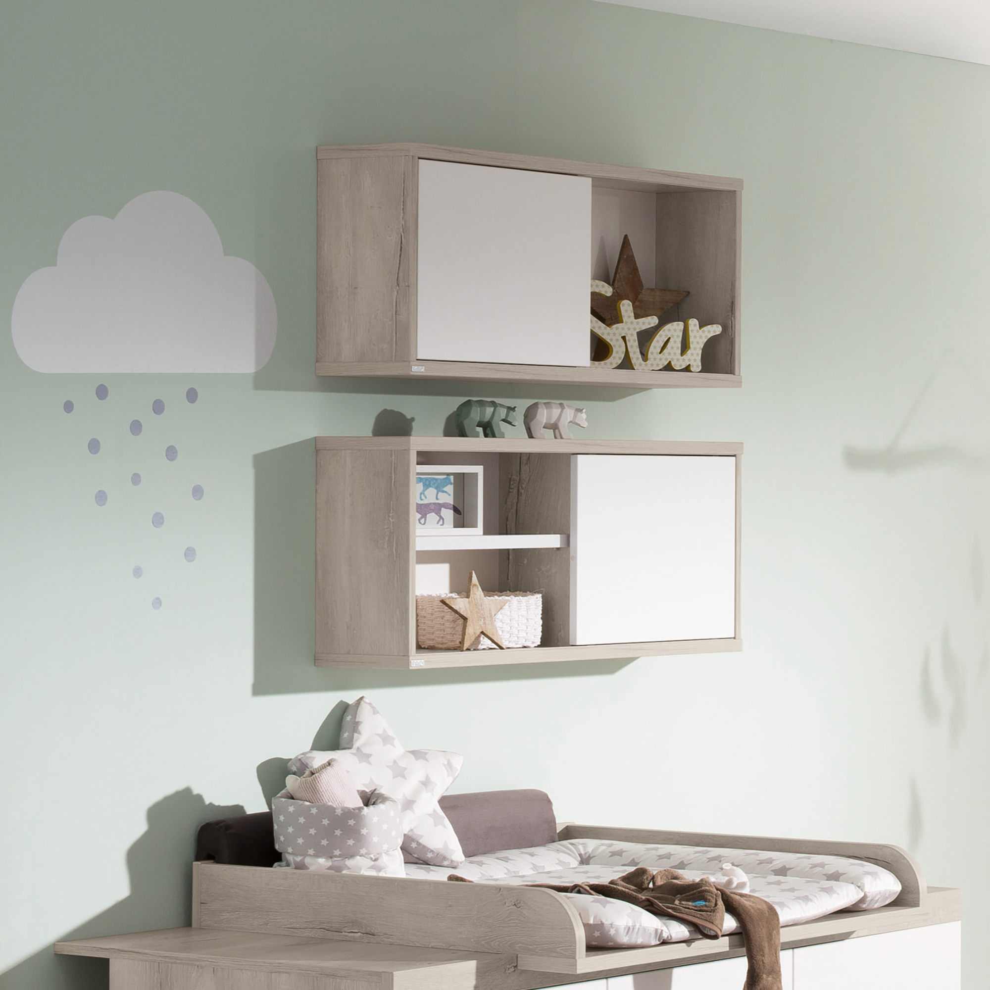 Wandregale, PAIDI, Beige – Besonderheit: mit Schiebetür