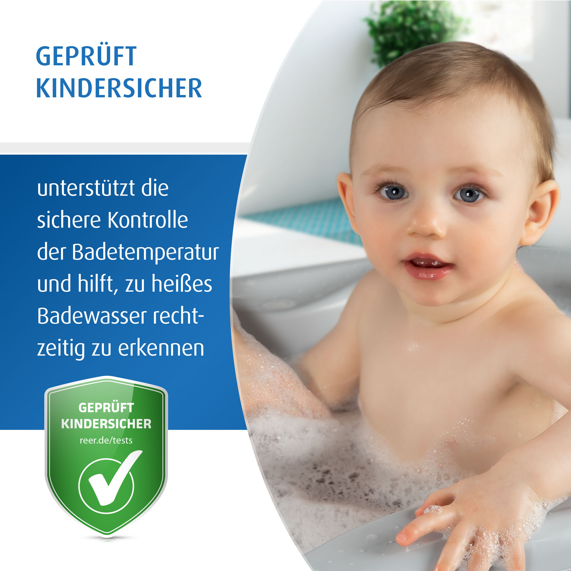 Badethermometer, reer, Blau – Besonderheit: Messbereich 0 °C bis max. 50 °C