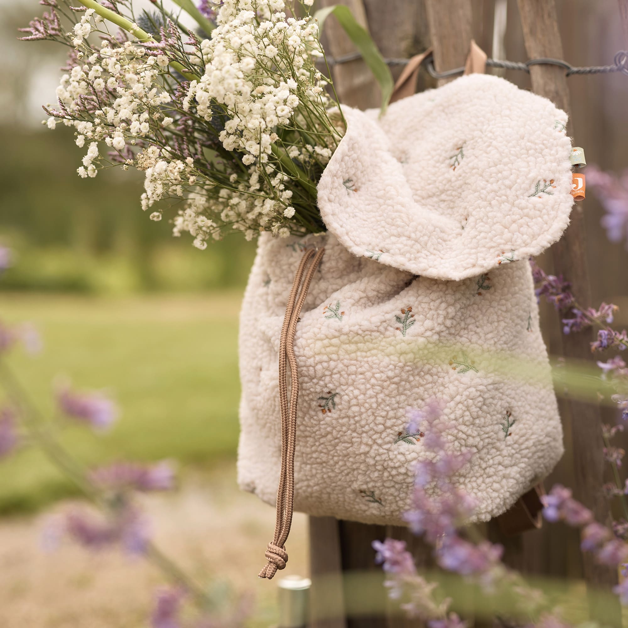 Kinderrucksäcke, jollein, Weiß – Besonderheit: süßer Teddy-Stoff