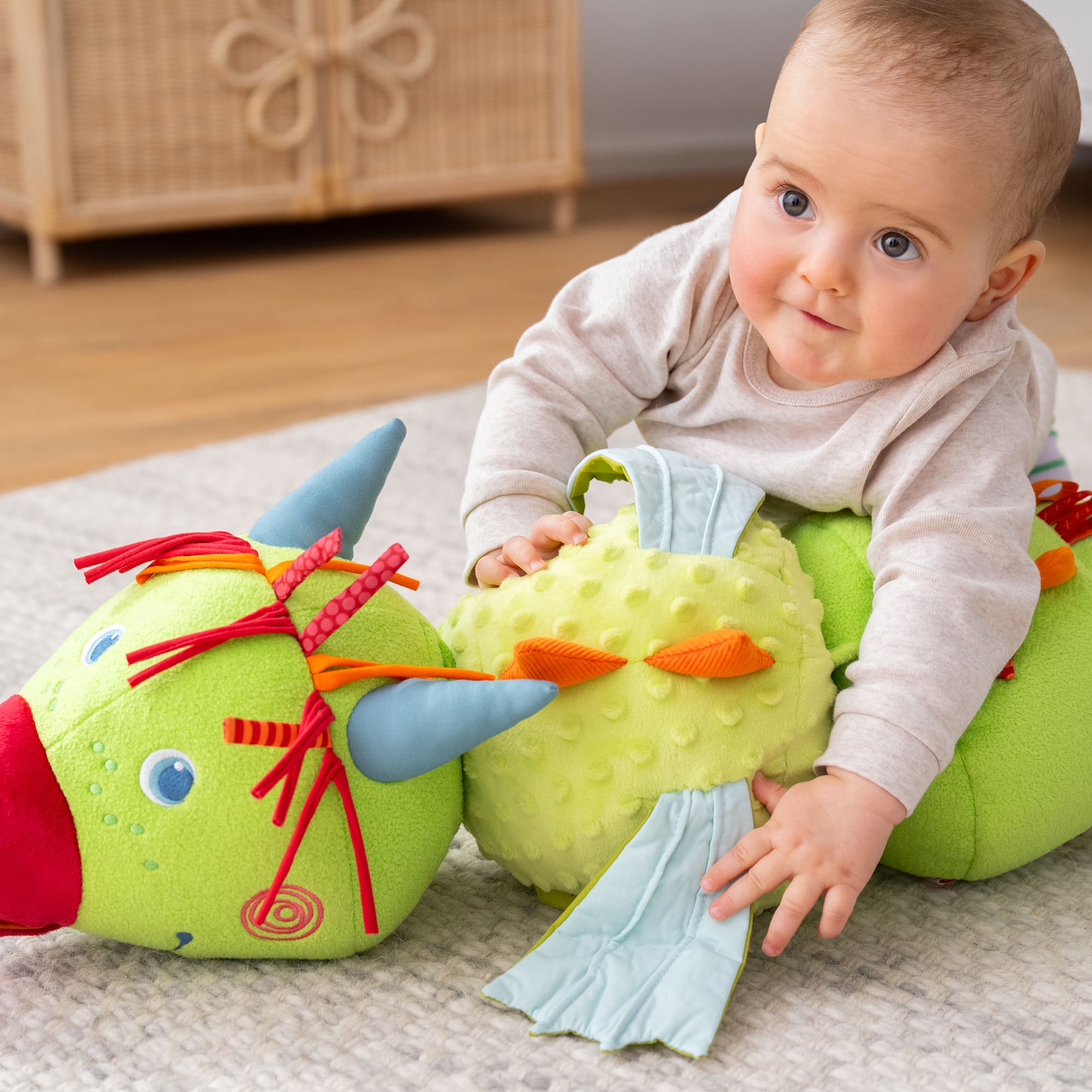 Krabbelspielzeug, HABA, Grün – Besonderheit: schult die Feinmotorik