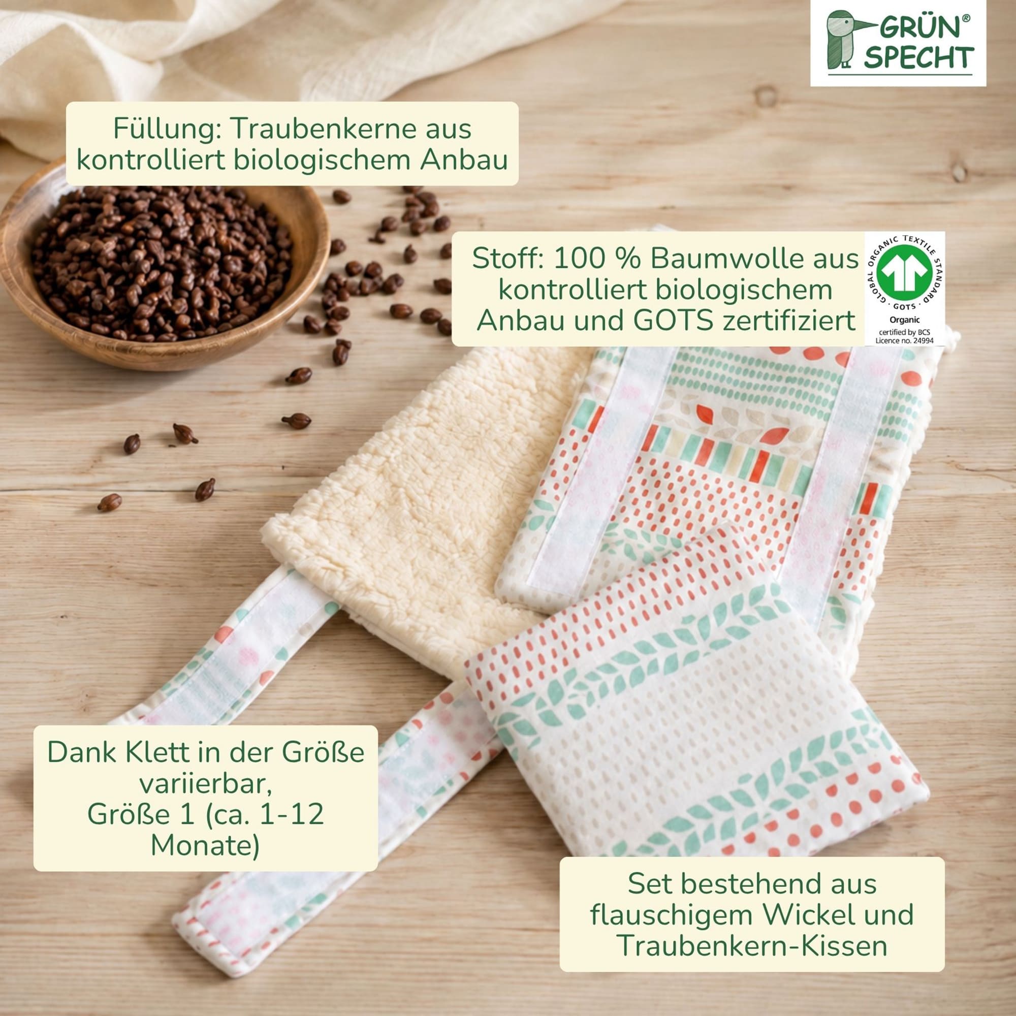 Wärmekissen & -flaschen, GRÜNSPECHT, Mehrfarbig – Produktansicht
