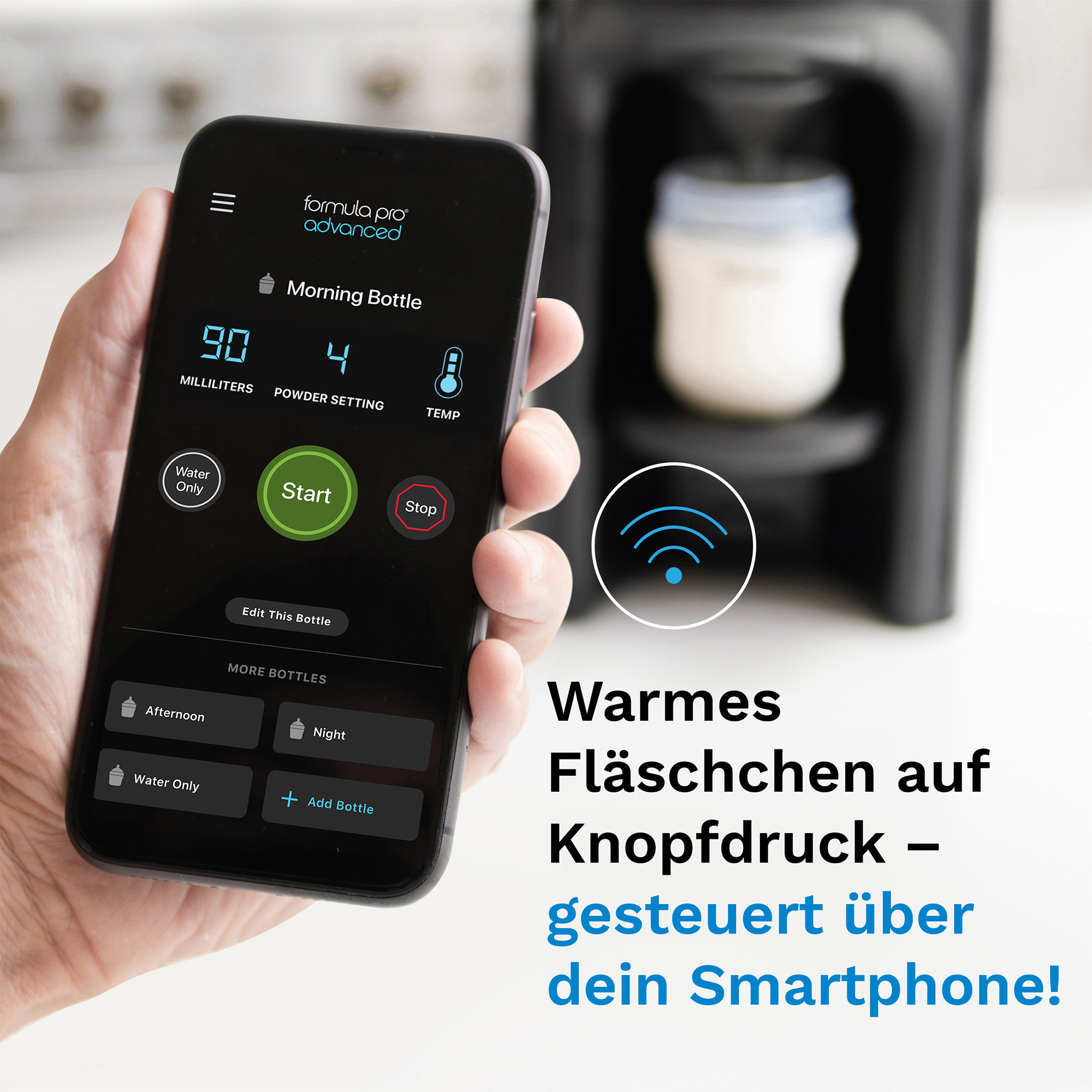 Babykostwärmer, babybrezza, Schwarz – Besonderheit: starte die Zubereitung direkt über die kostenlose Baby Brezza App