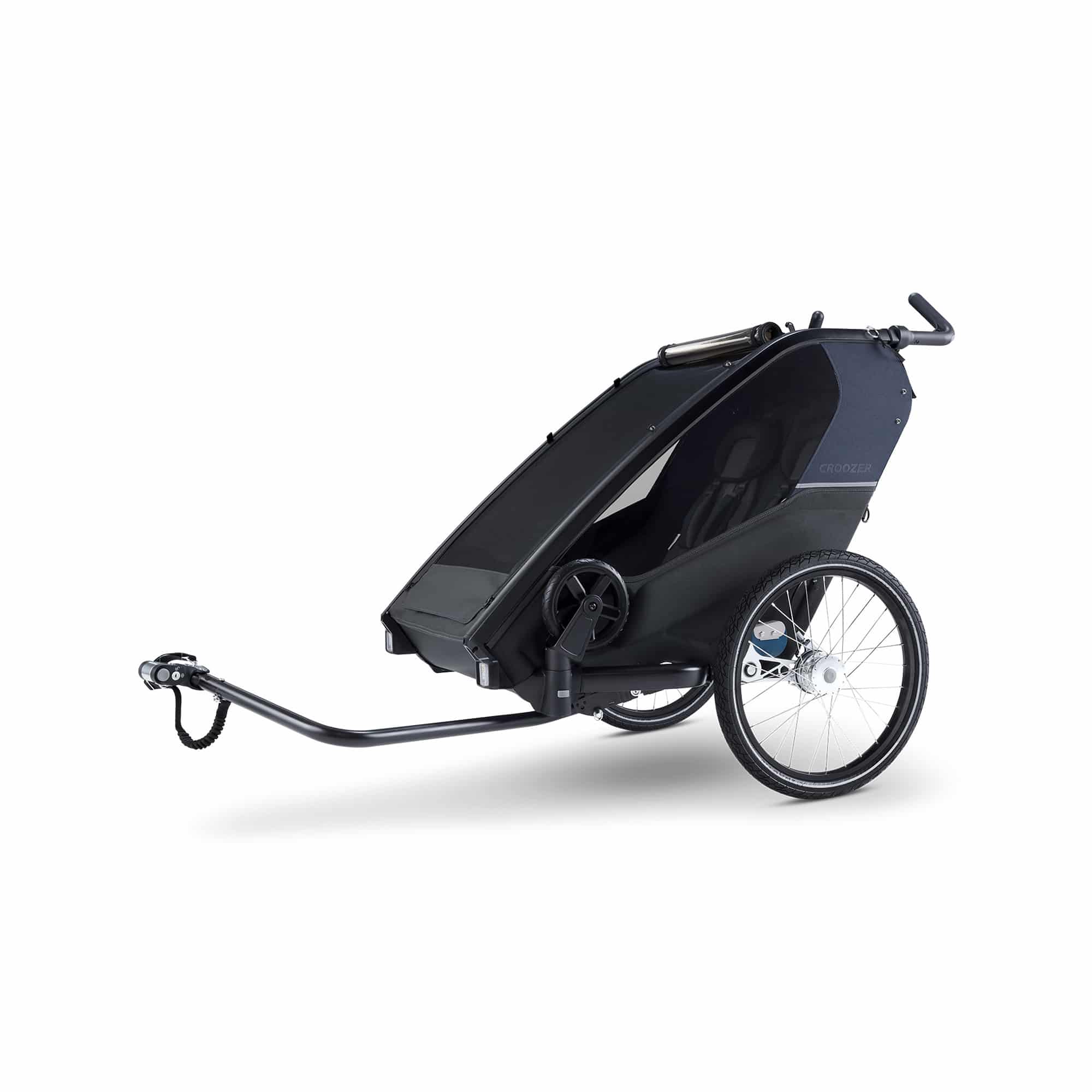 Fahrradanhänger, Croozer, Blau – Besonderheit: blitzschneller Wechsel zwischen den Modi als Fahrradanhänger, Buggy oder Jogger dank Click & Crooz® Technologie