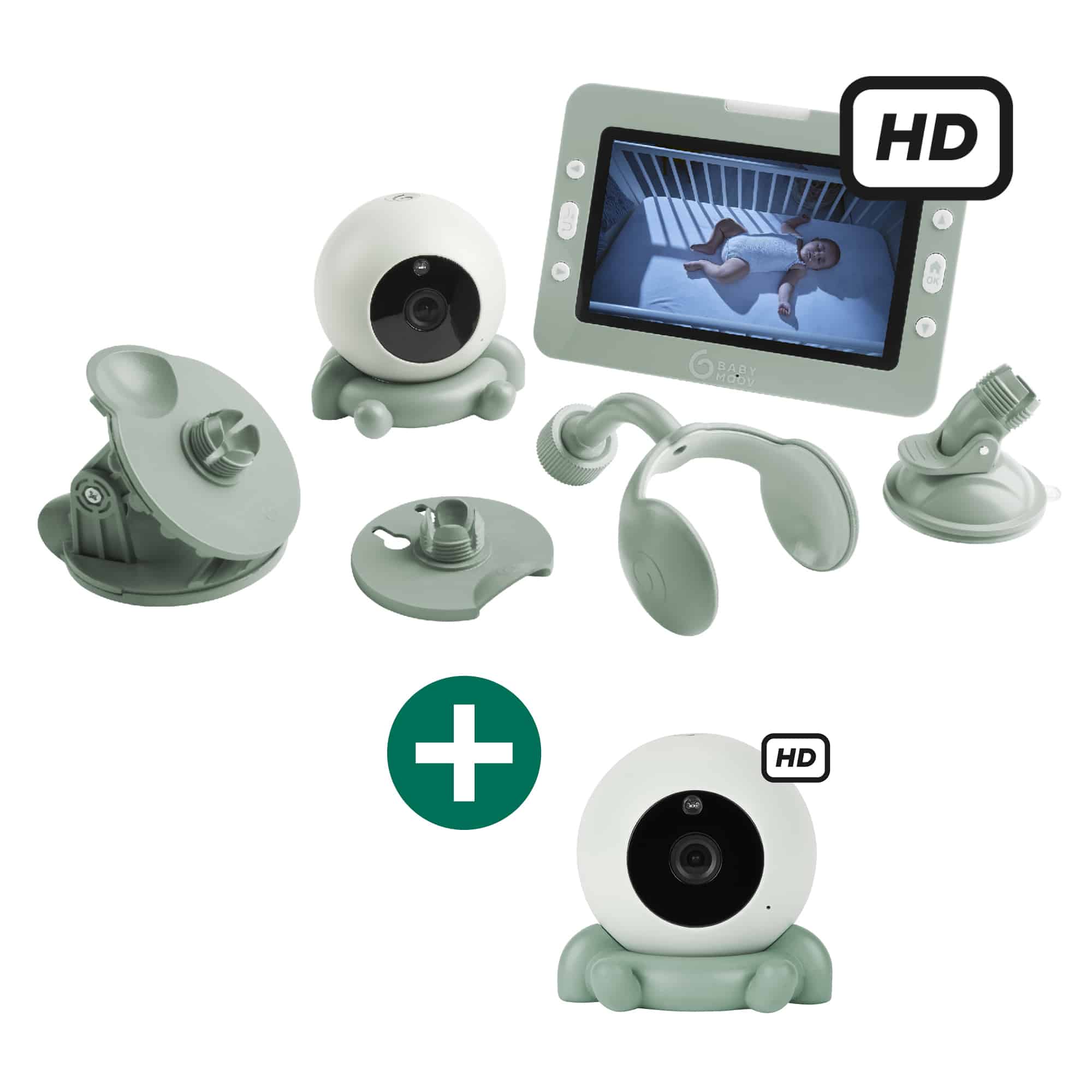 Video Babyphone, babymoov, Weiß – Besonderheit: Set aus Babyphone mit Kamera und Zusatzkamera