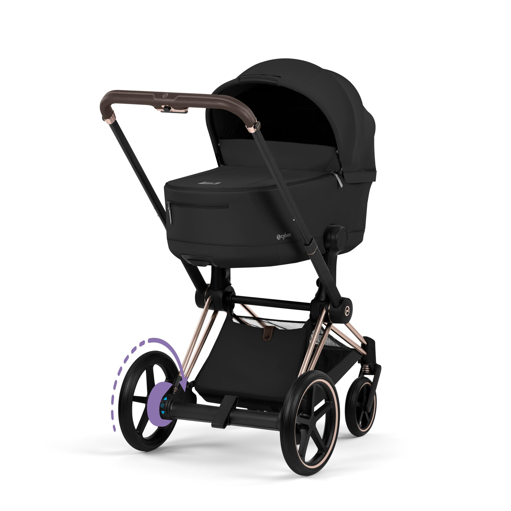 Kombi-Kinderwagen, cybex PLATINUM, Schwarz – Besonderheit: mit Babywanne auf dem Rahmen faltbar
