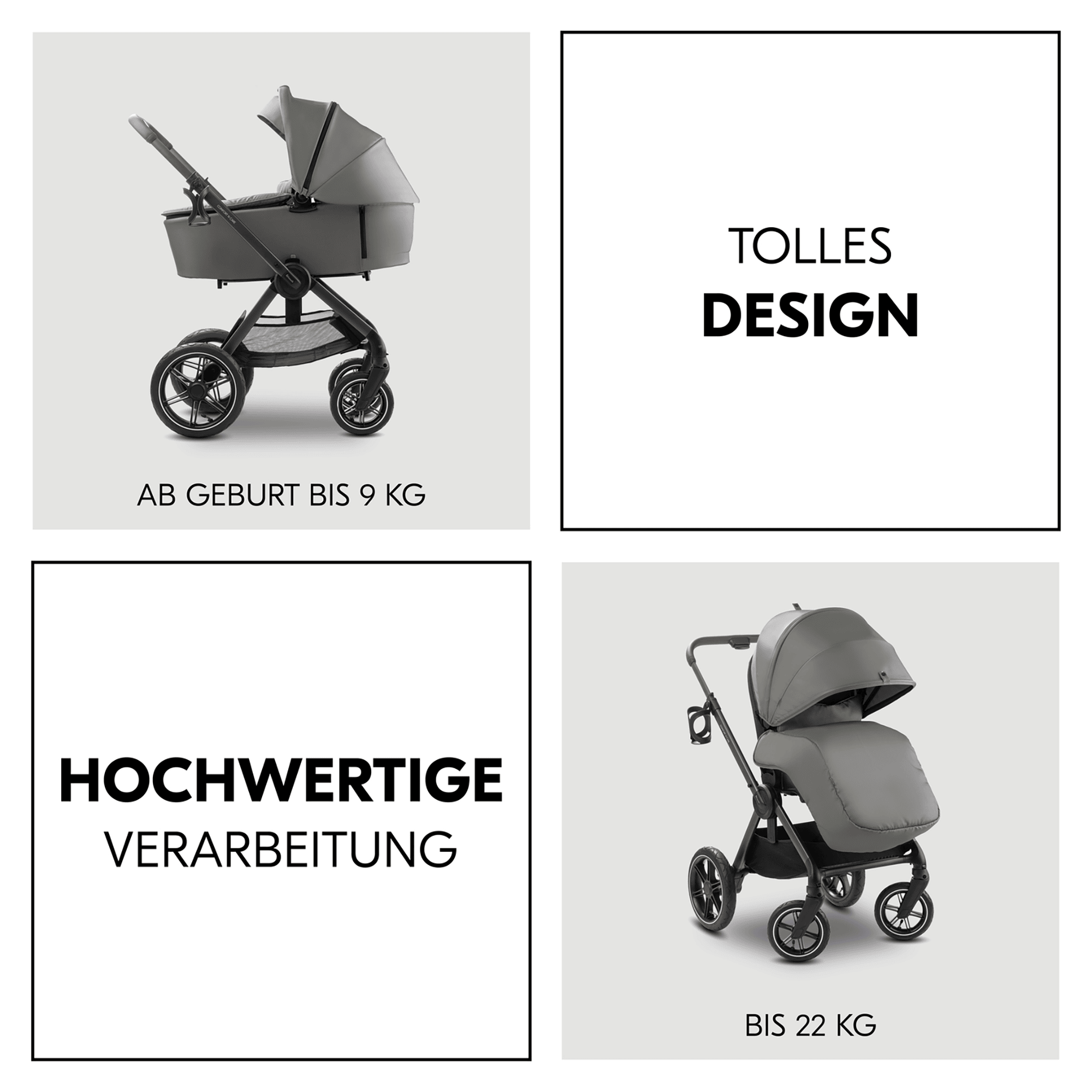 Kombi-Kinderwagen, hauck, Grau – Produktansicht