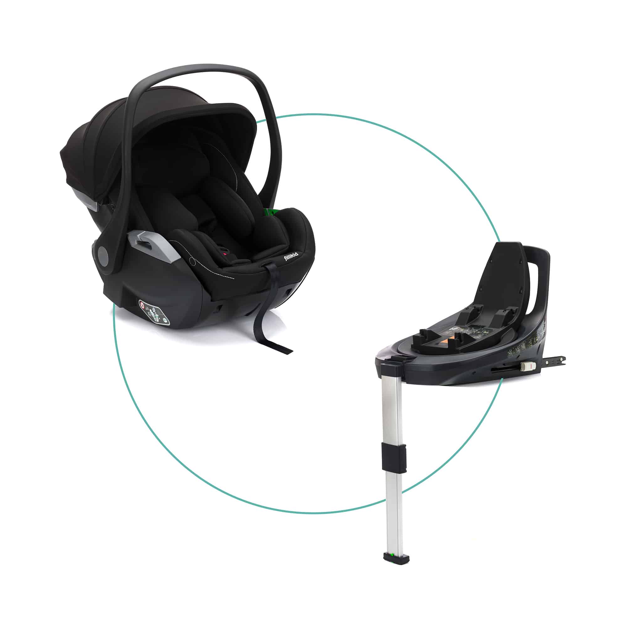 Babyschalen 0-13 kg, Gruppe 0+, fillikid, Schwarz – Besonderheit: Babyschale mit Basisstation