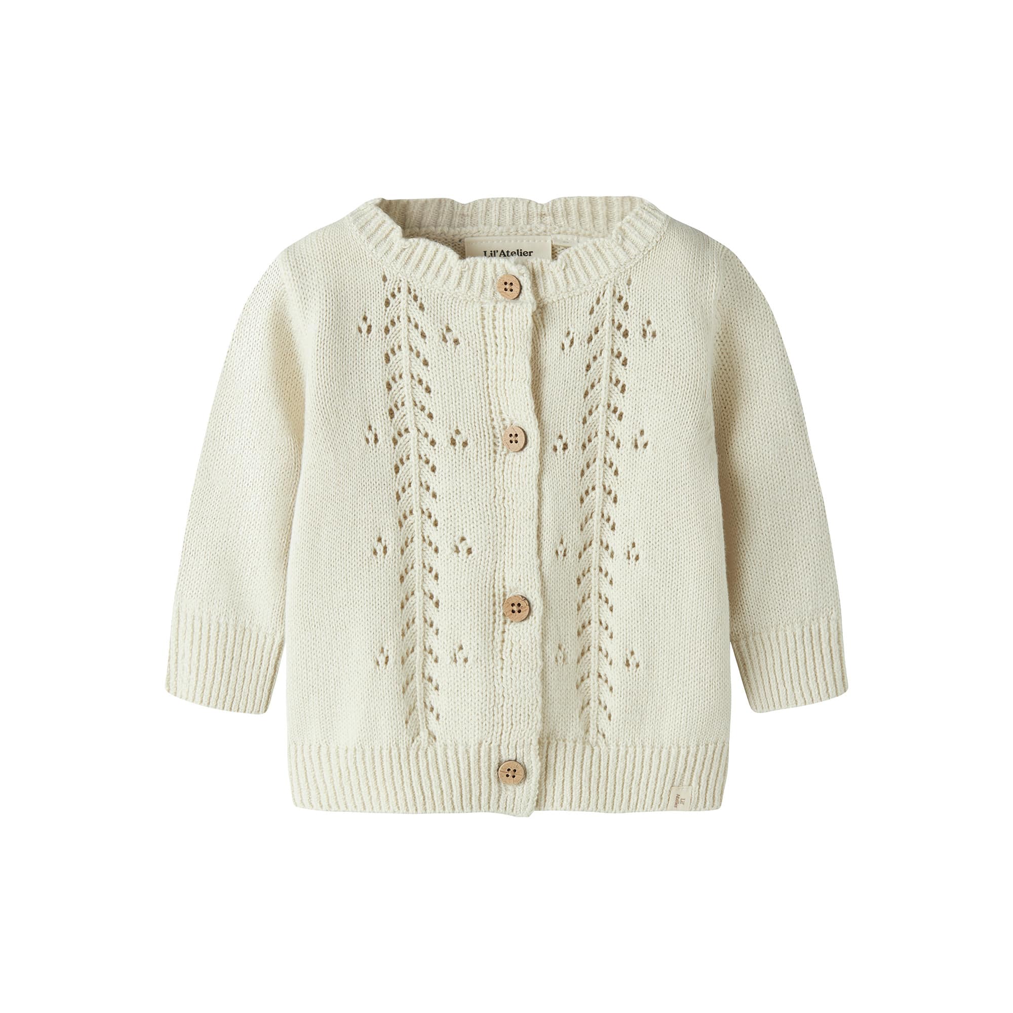 Sweat-, Fleece- & Strickjacken, Lil' Atelier, Beige – Besonderheit: durchgehende Knopfleiste