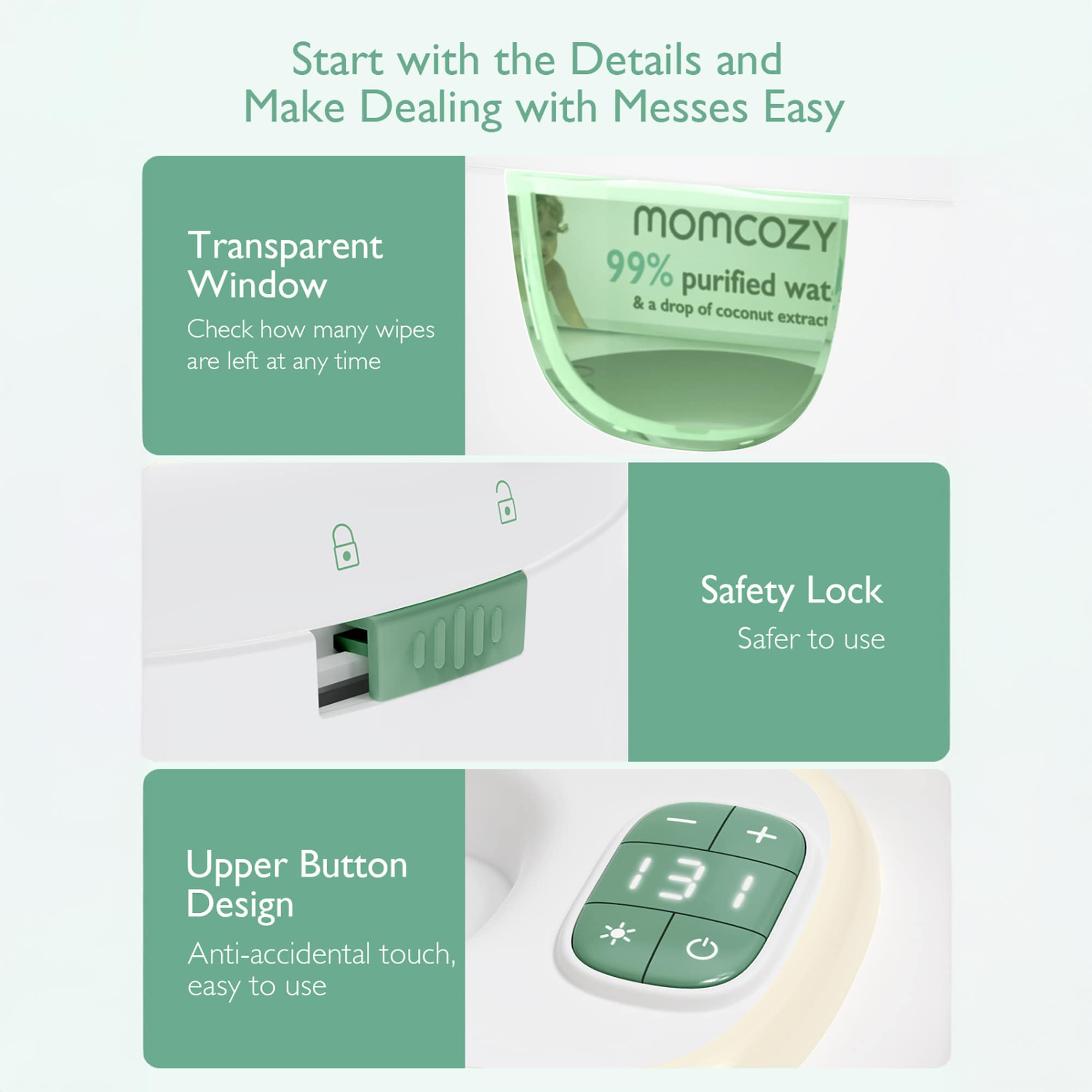 Feuchttücherboxen, momcozy, Weiß – Produktansicht