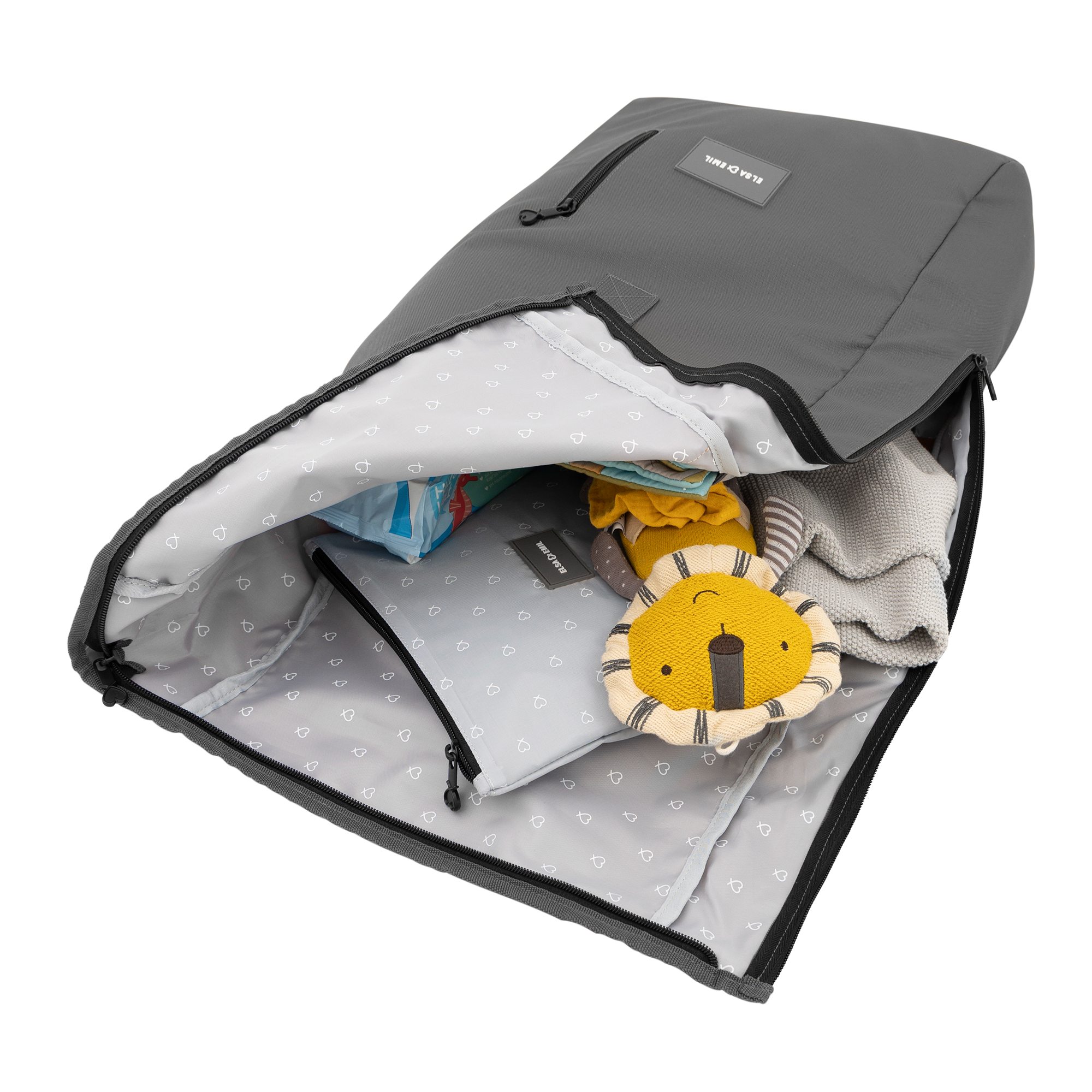 Wickelrucksäcke, ELSA & EMIL, Grau – Produktansicht