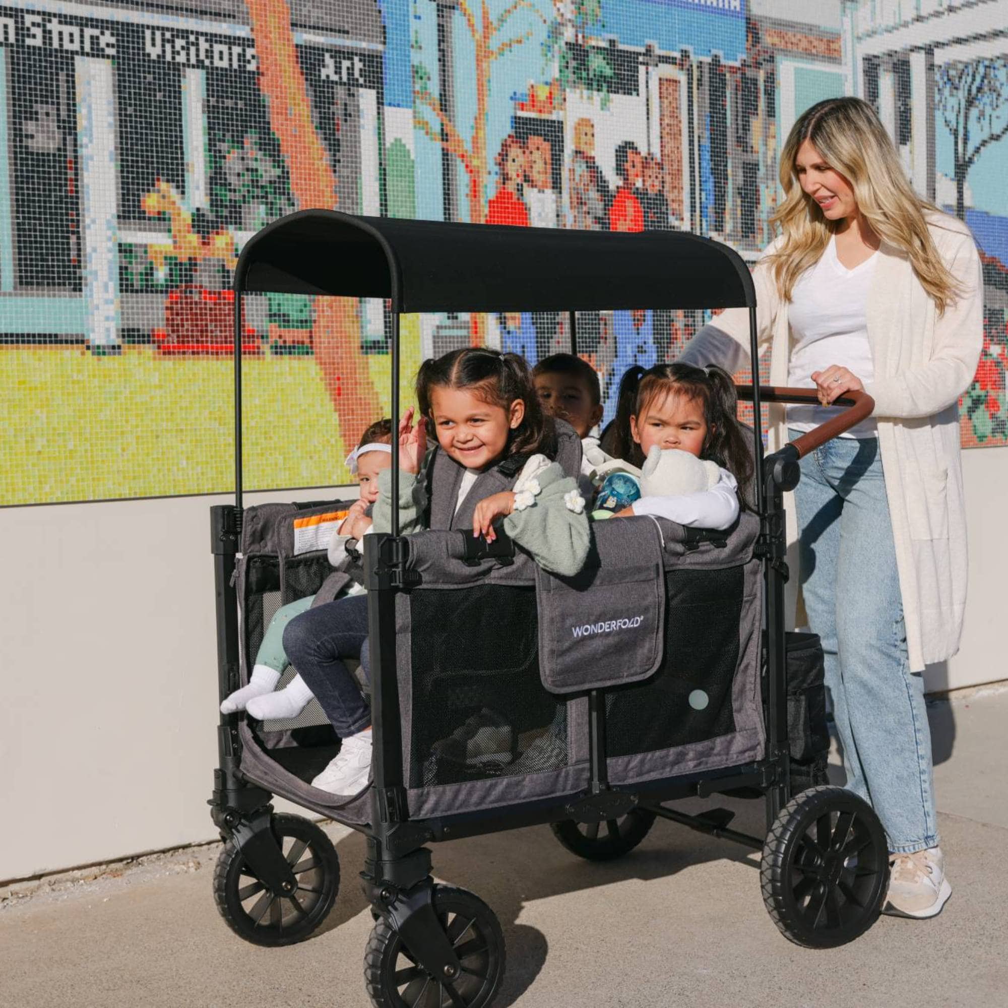 Buggys, WONDERFOLD, Schwarz – Besonderheit: geeignet für bis zu 4 Kindern (ab 6 Monaten)