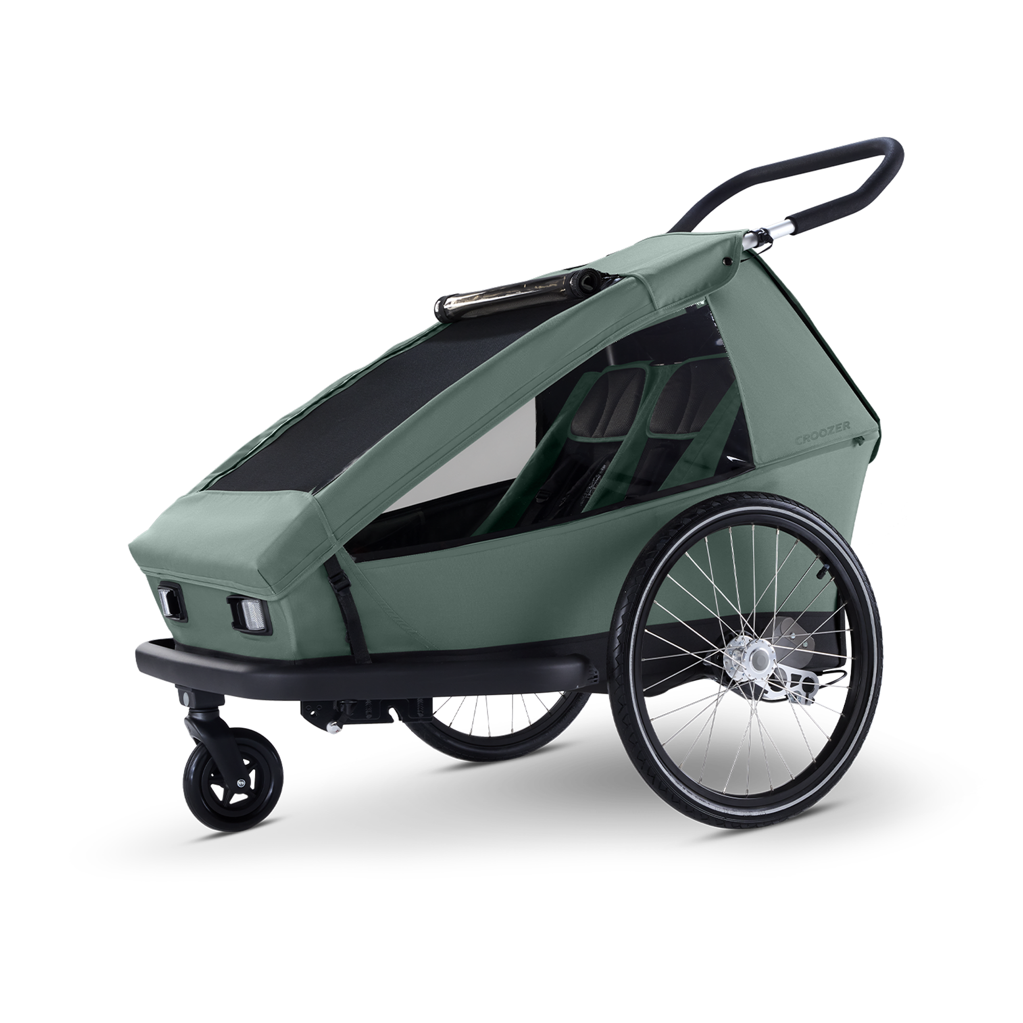 Fahrradanhänger, Croozer, Grün – Besonderheit: 3-in-1 Fahrradanhänger zur Nutzung im Buggy-, Fahrrad- und Jogger-Modus