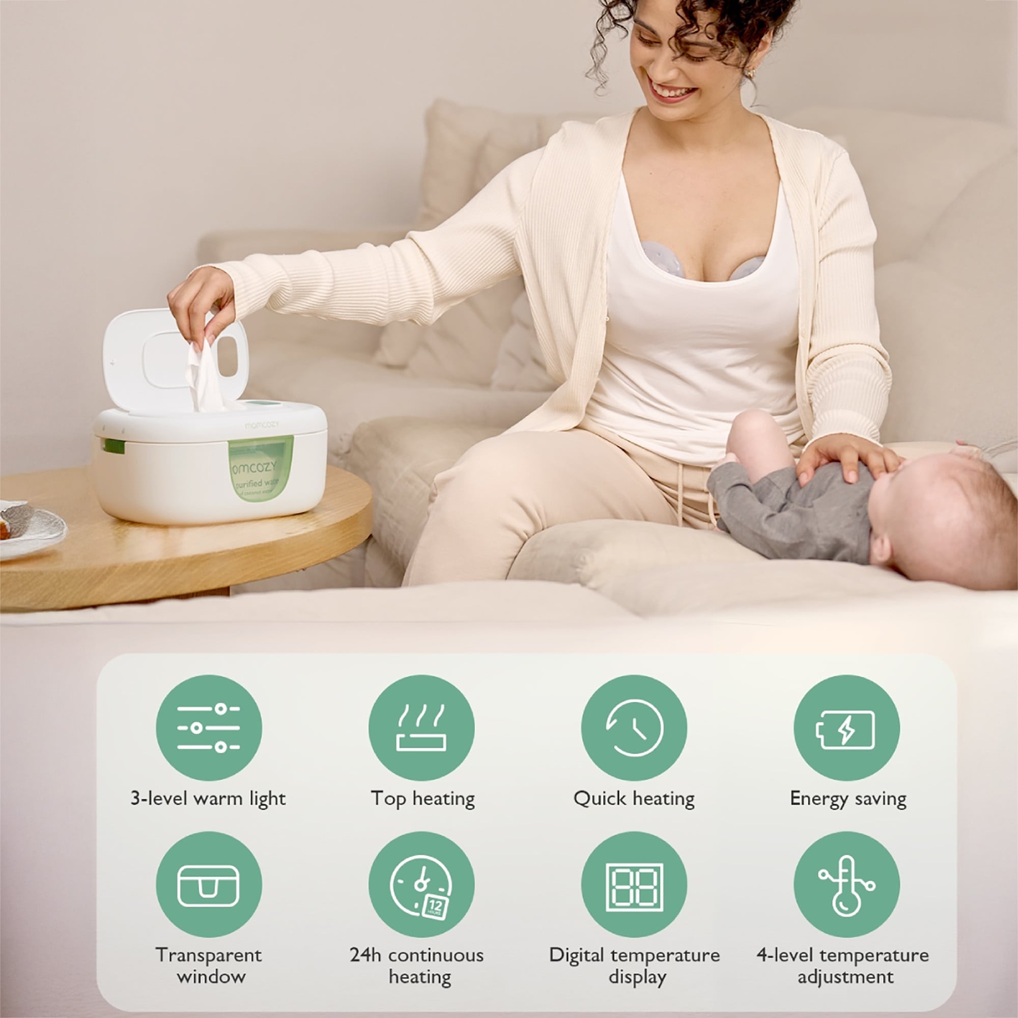 Feuchttücherboxen, momcozy, Weiß – Produktansicht