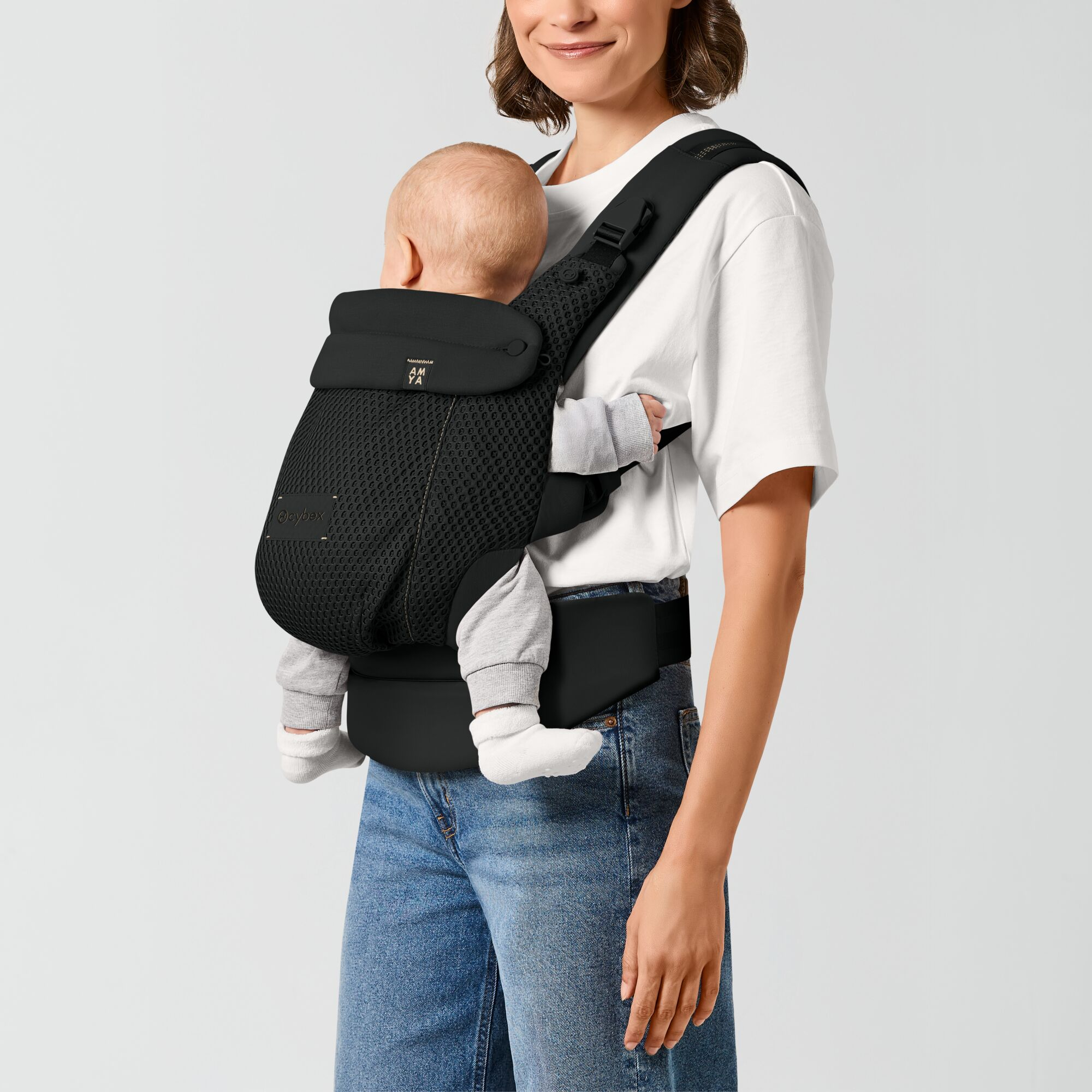 Babytragen Mesh, cybex, Schwarz – Besonderheit: vier ergonomische Tragepositionen