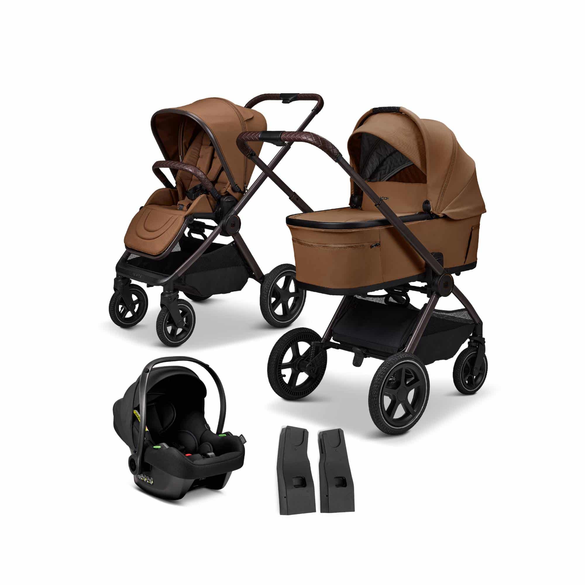 Kinderwagen Komplettsets, MOON, Braun – Besonderheit: Set bestehend aus Kombi-Kinderwagen, Babyschale und den passenden Adaptern