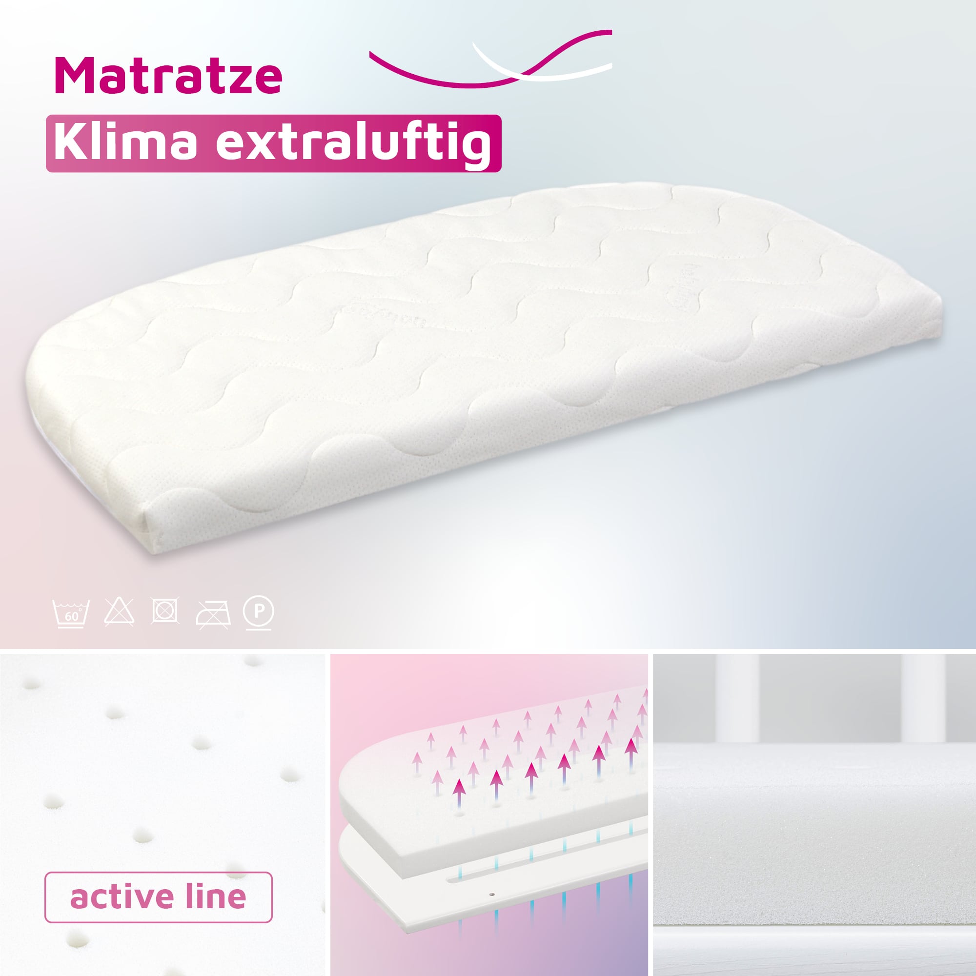 Matratzen, babybay, Weiß – Produktansicht