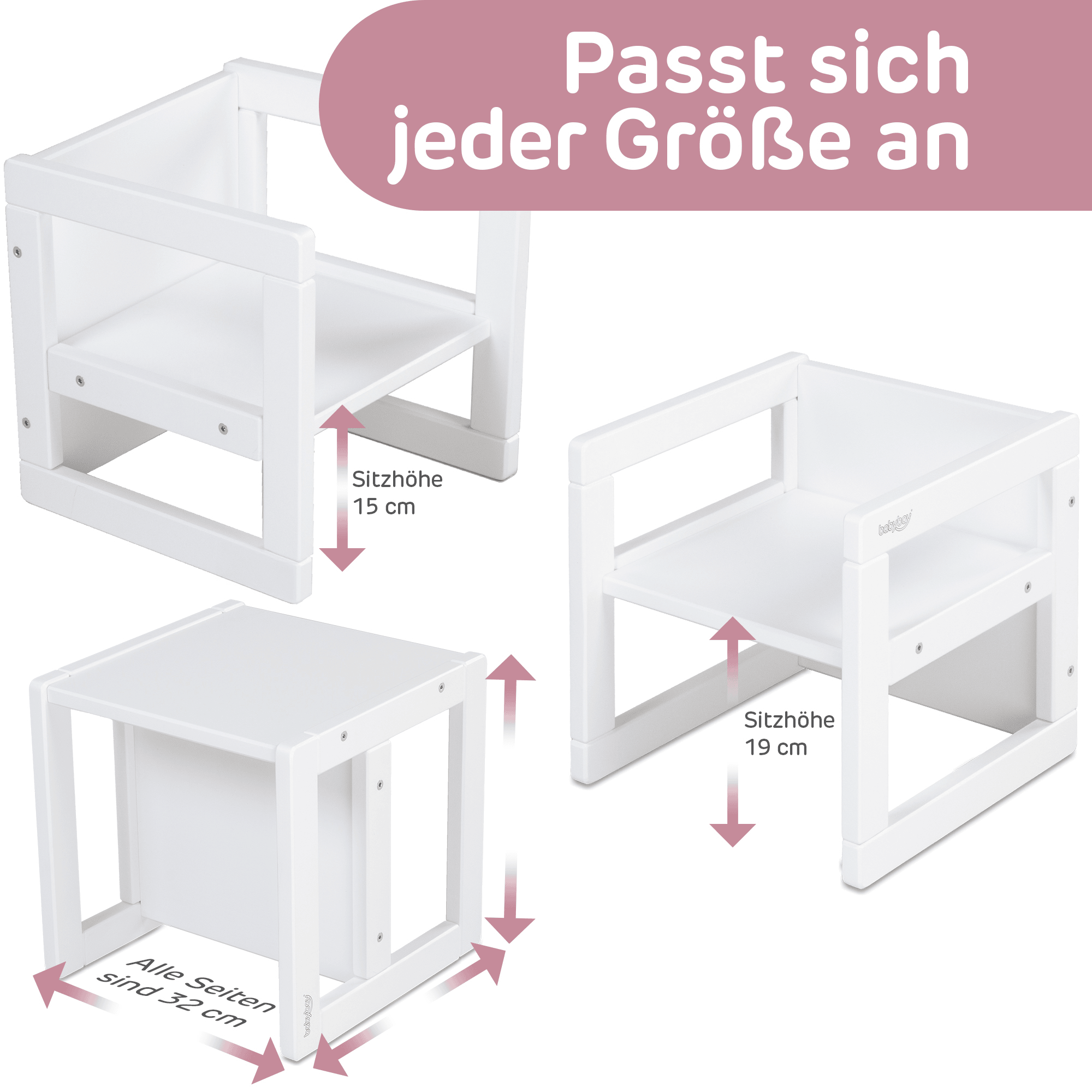 Lerntürme, babybay, Weiß – Produktansicht