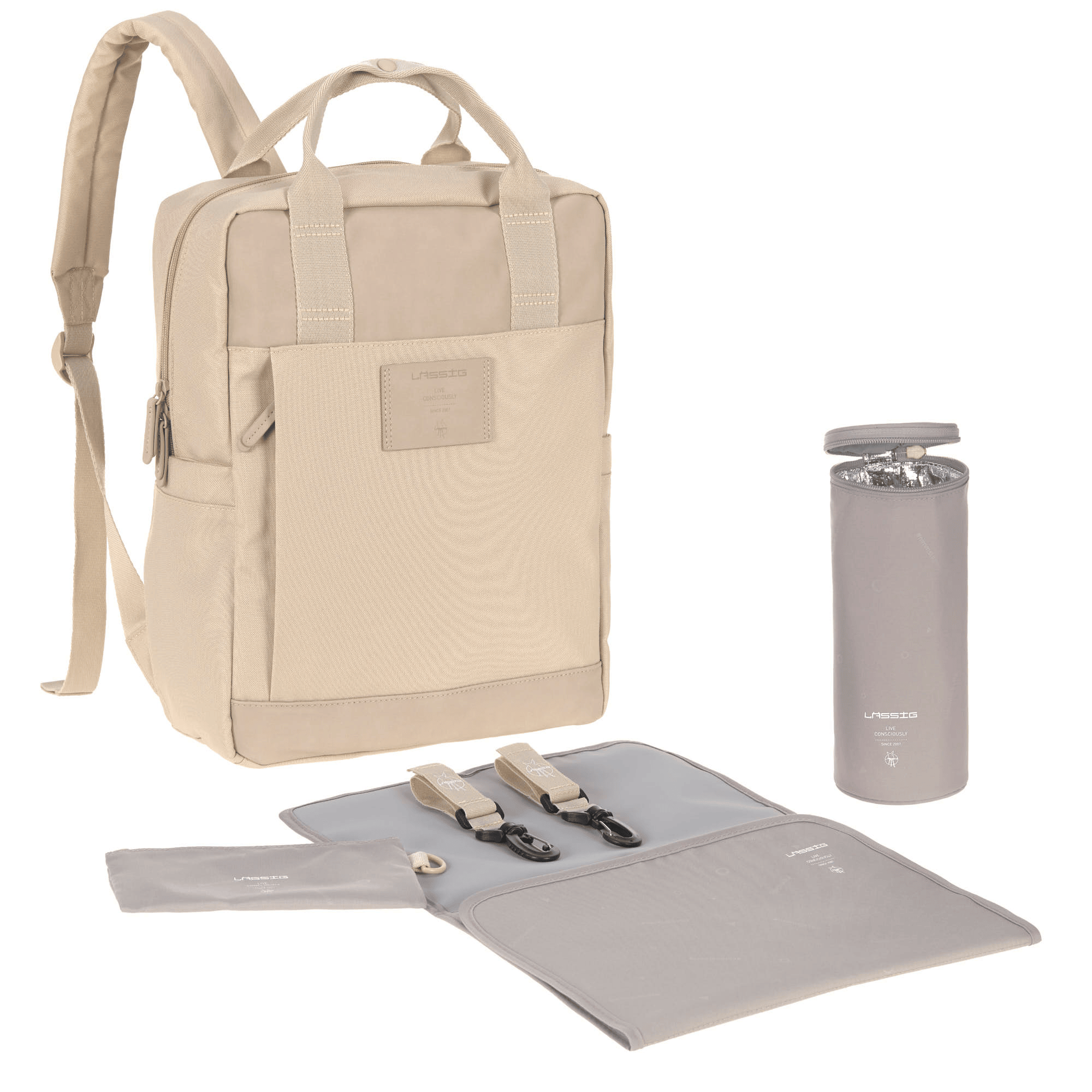 Wickelrucksäcke, LÄSSIG, Beige – Produktansicht