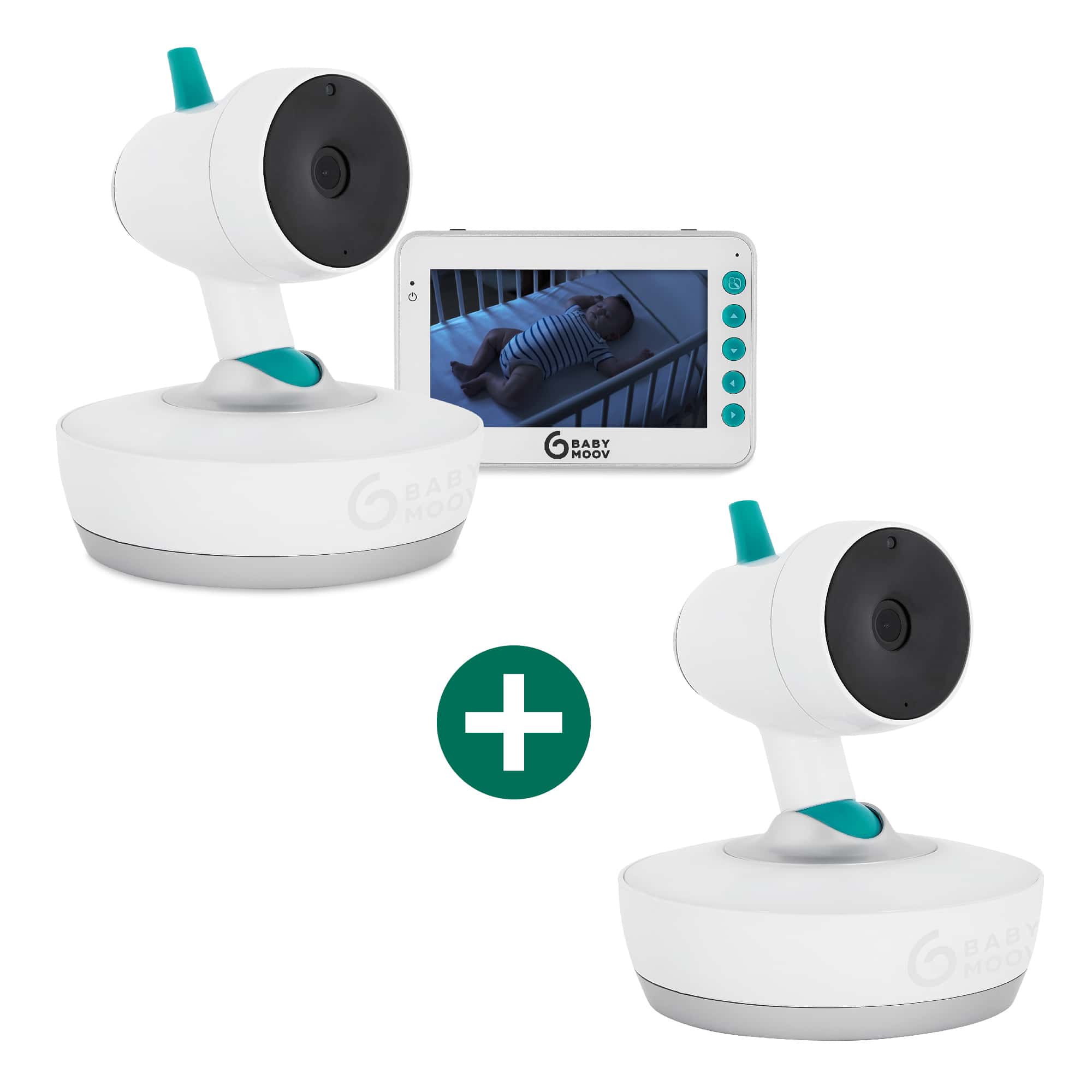 Video Babyphone, babymoov, Weiß – Besonderheit: Set aus Babyphone mit Kamera und Zusatzkamera 