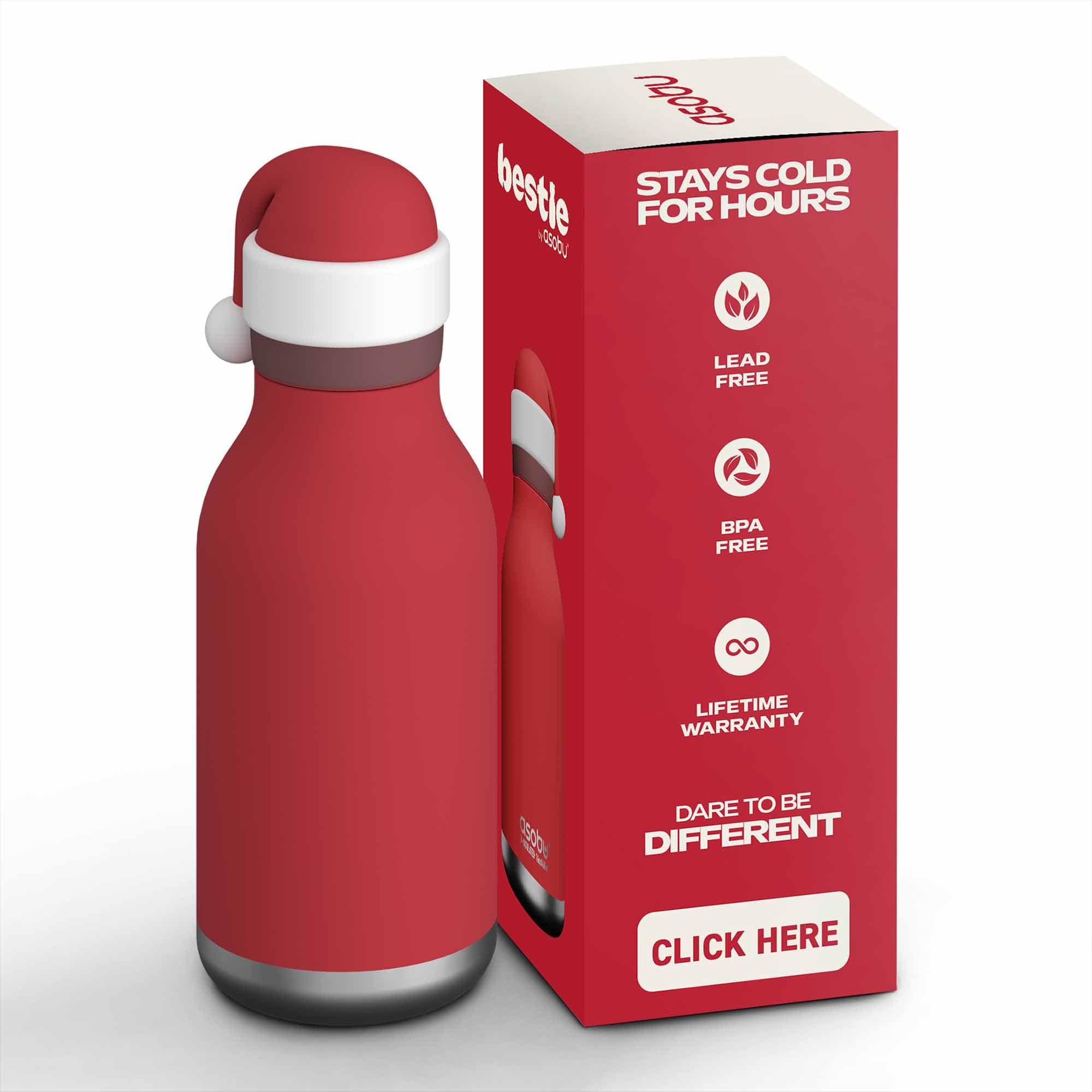 Thermoflaschen, ASOBU, Rot – Besonderheit: Edelstahlflasche mit abnehmbarem, sammelbarem Silikonkopf