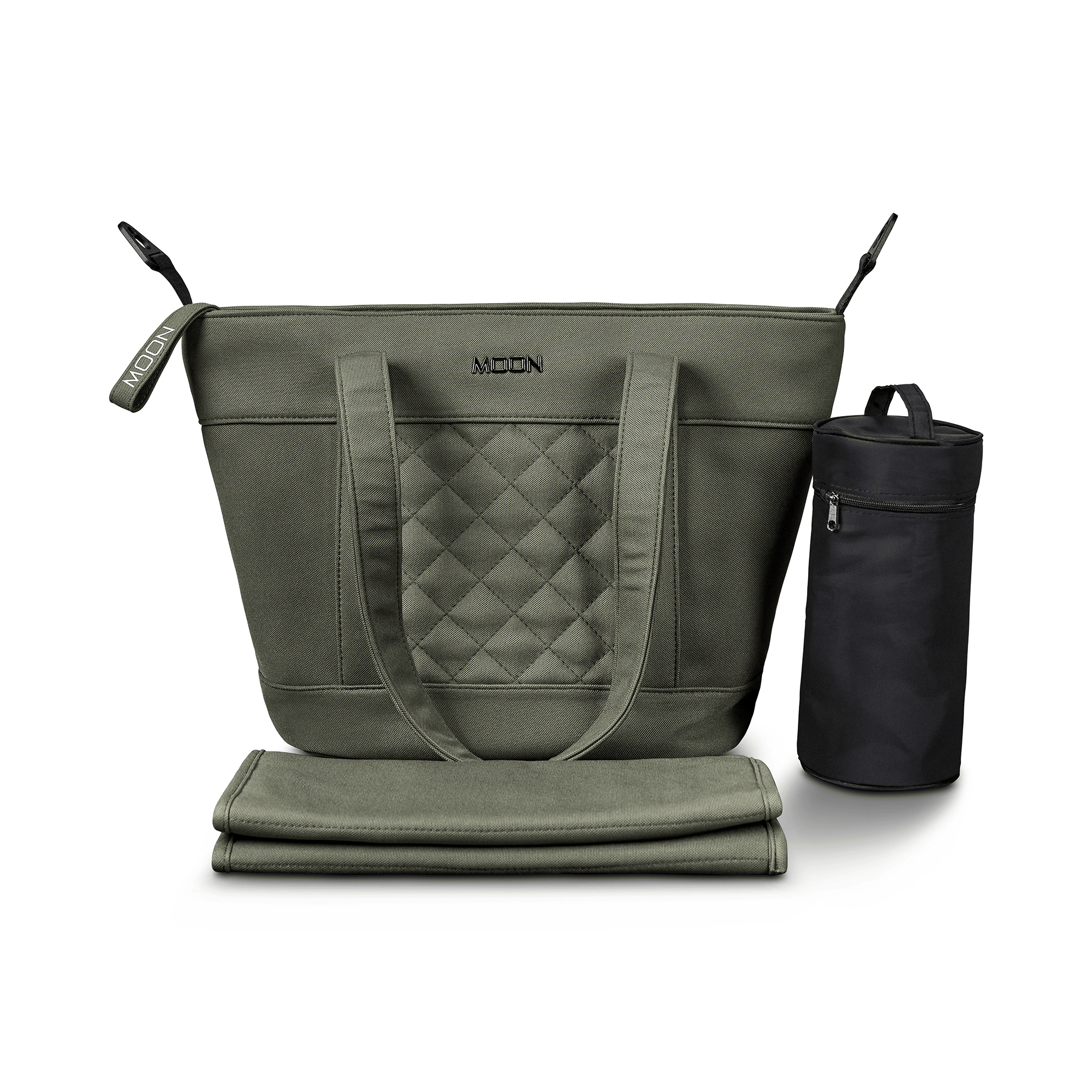 Produkte, MOON, Grün – Besonderheit: inklusive Wickelunterlage, Flaschentasche, Geldbeutel und Befestigungssystem für den Kinderwagen