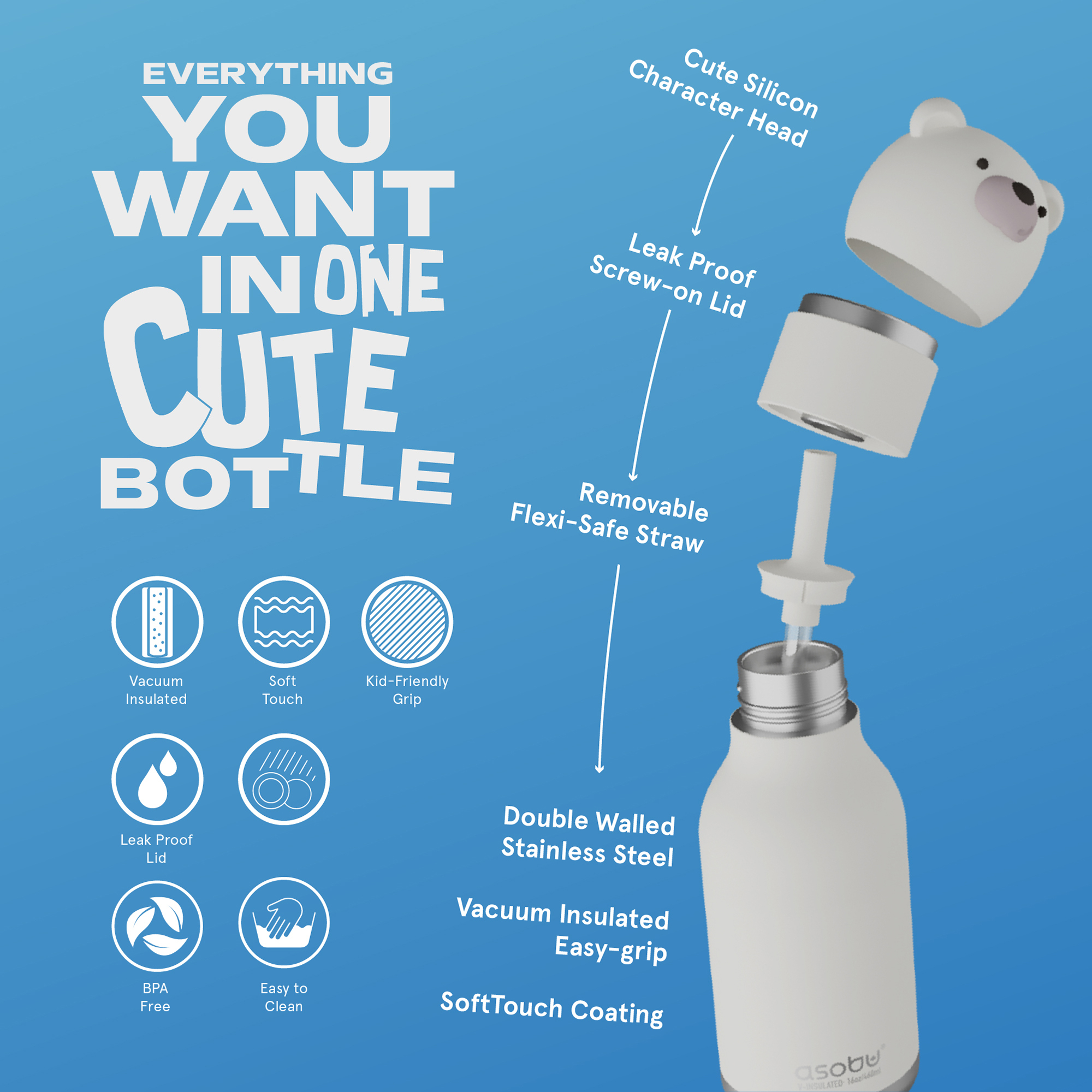 Thermoflaschen, ASOBU, Weiß – Produktansicht