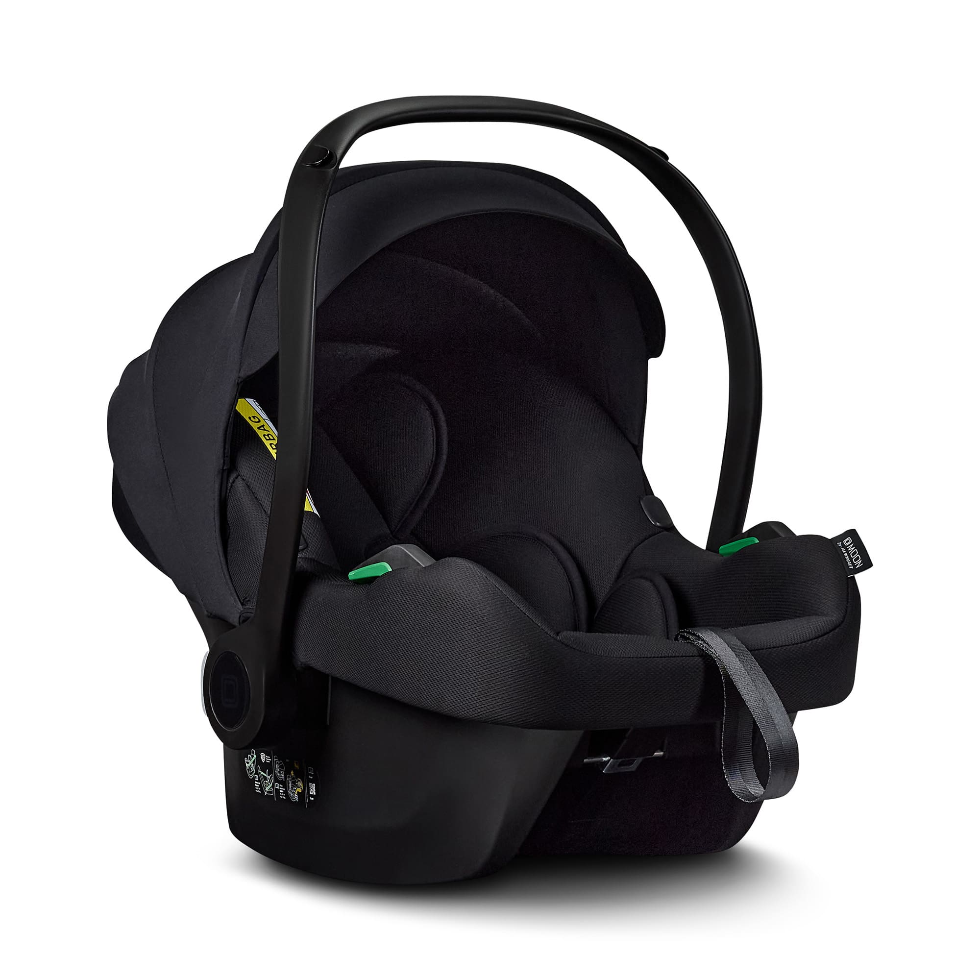 Babyschalen 0-13 kg, Gruppe 0+, MOON, Schwarz – Besonderheit:  innere Einlage sorgt für eine ergonomische Haltung