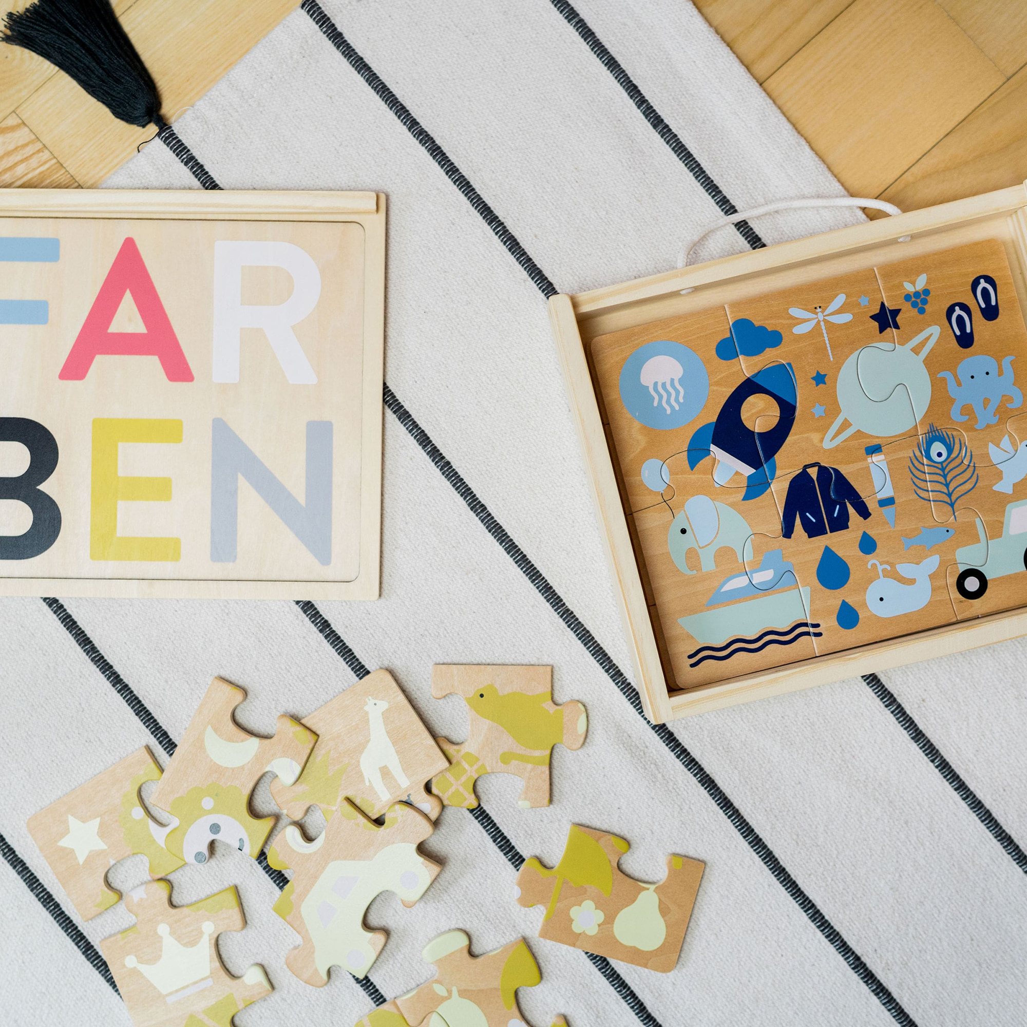 Holzpuzzle, KINDSGUT, Braun – Produktansicht