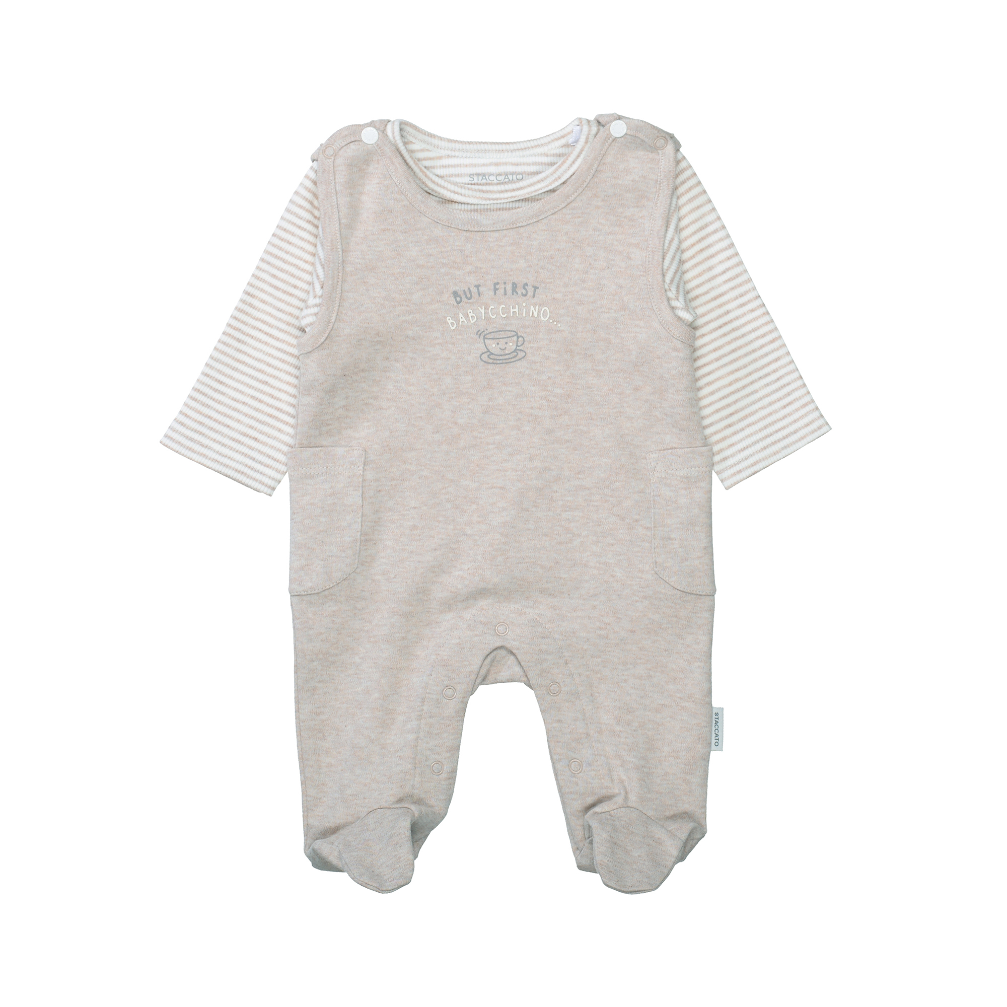 Strampler, STACCATO, Beige – Besonderheit: Set bestehend aus Strampler und Langarmshirt