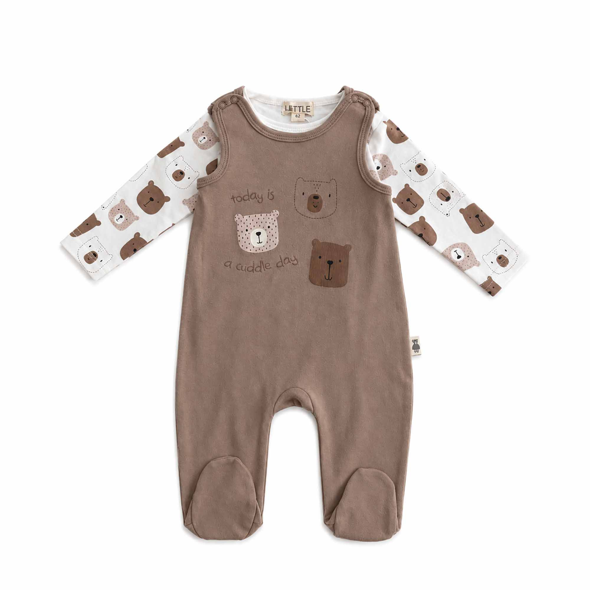 Strampler, LITTLE, Beige – Besonderheit: Set bestehend aus Strampler und Langarmshirt