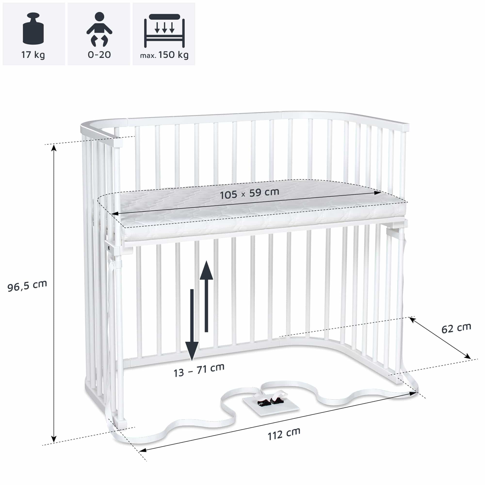Beistellbetten, babybay, Weiß – Produktansicht
