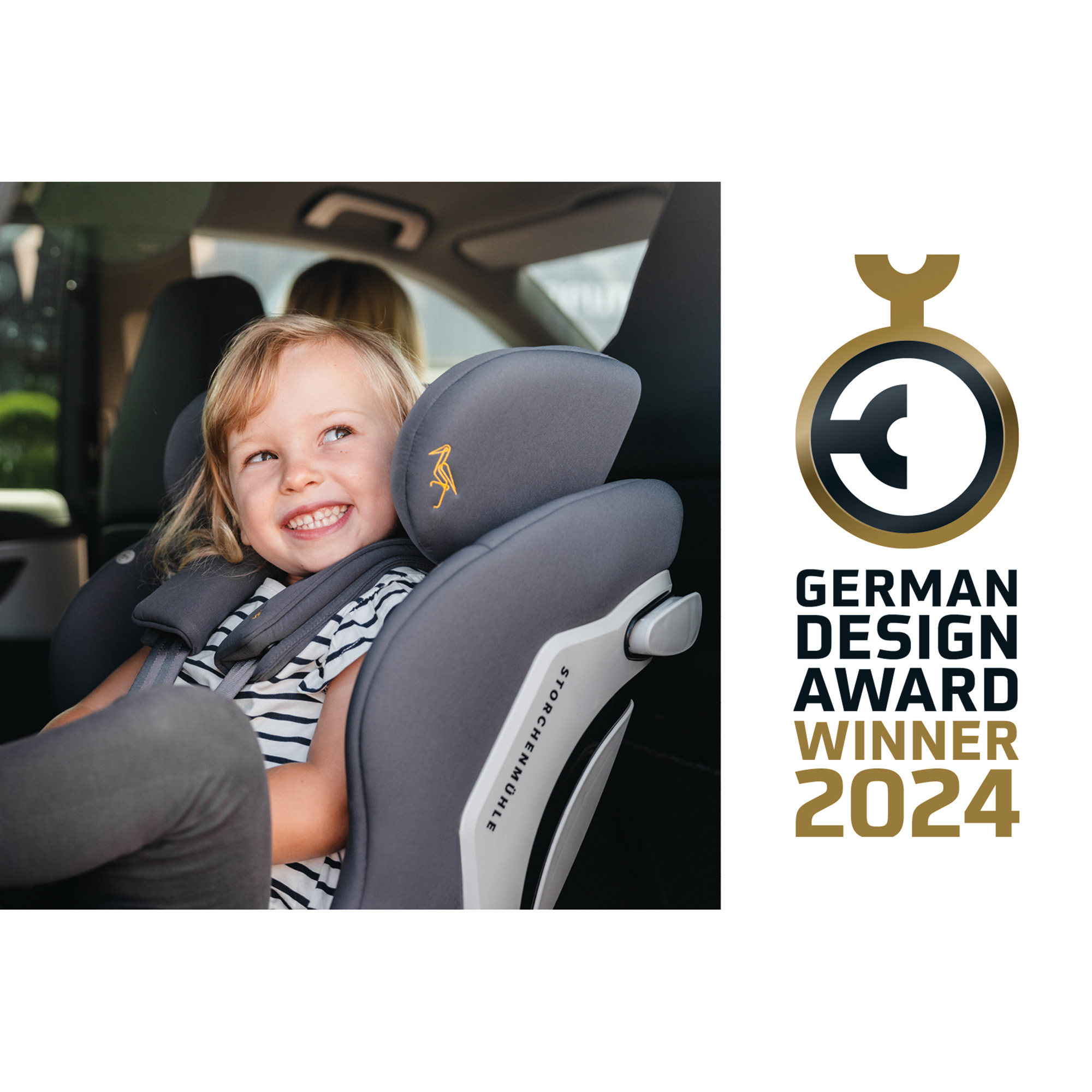 Kindersitze 9-36 kg, Gruppe 1/2/3, Storchenmühle, Grau – Produktansicht