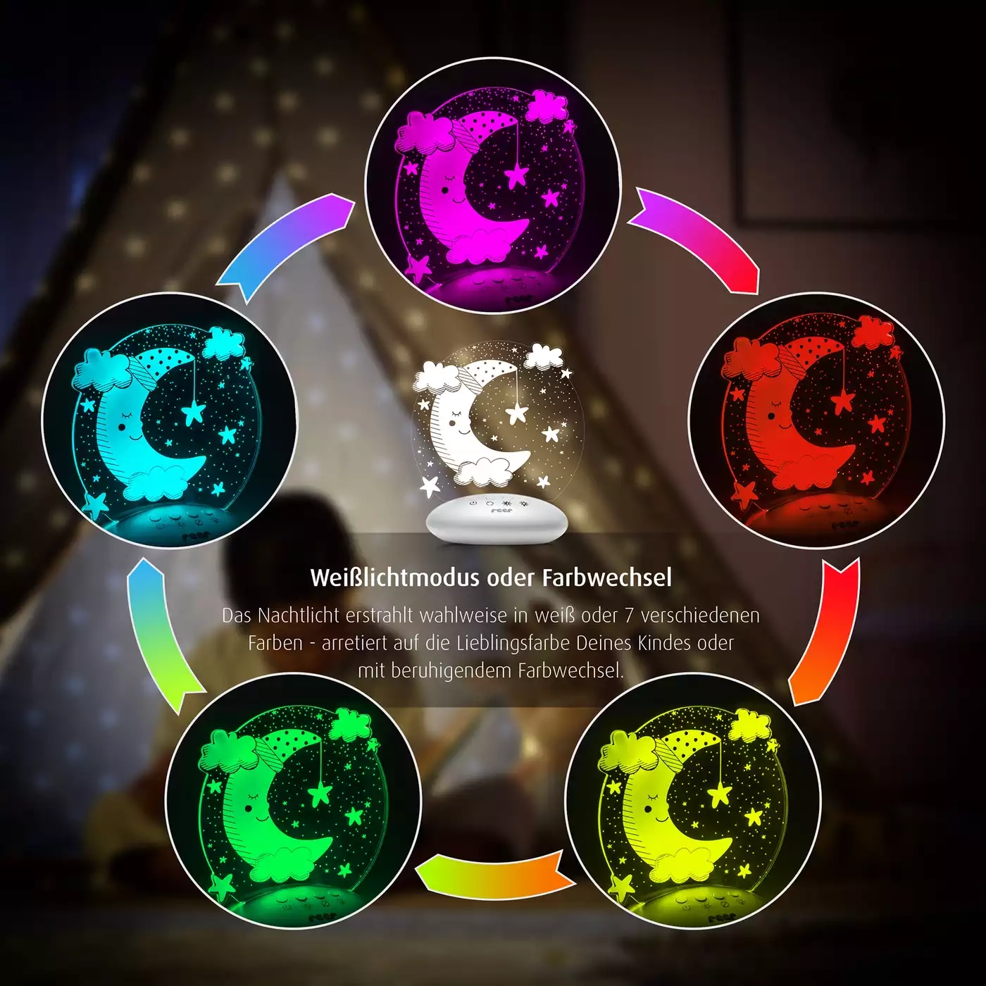 Nachtlichter, reer, Weiß – Produktansicht