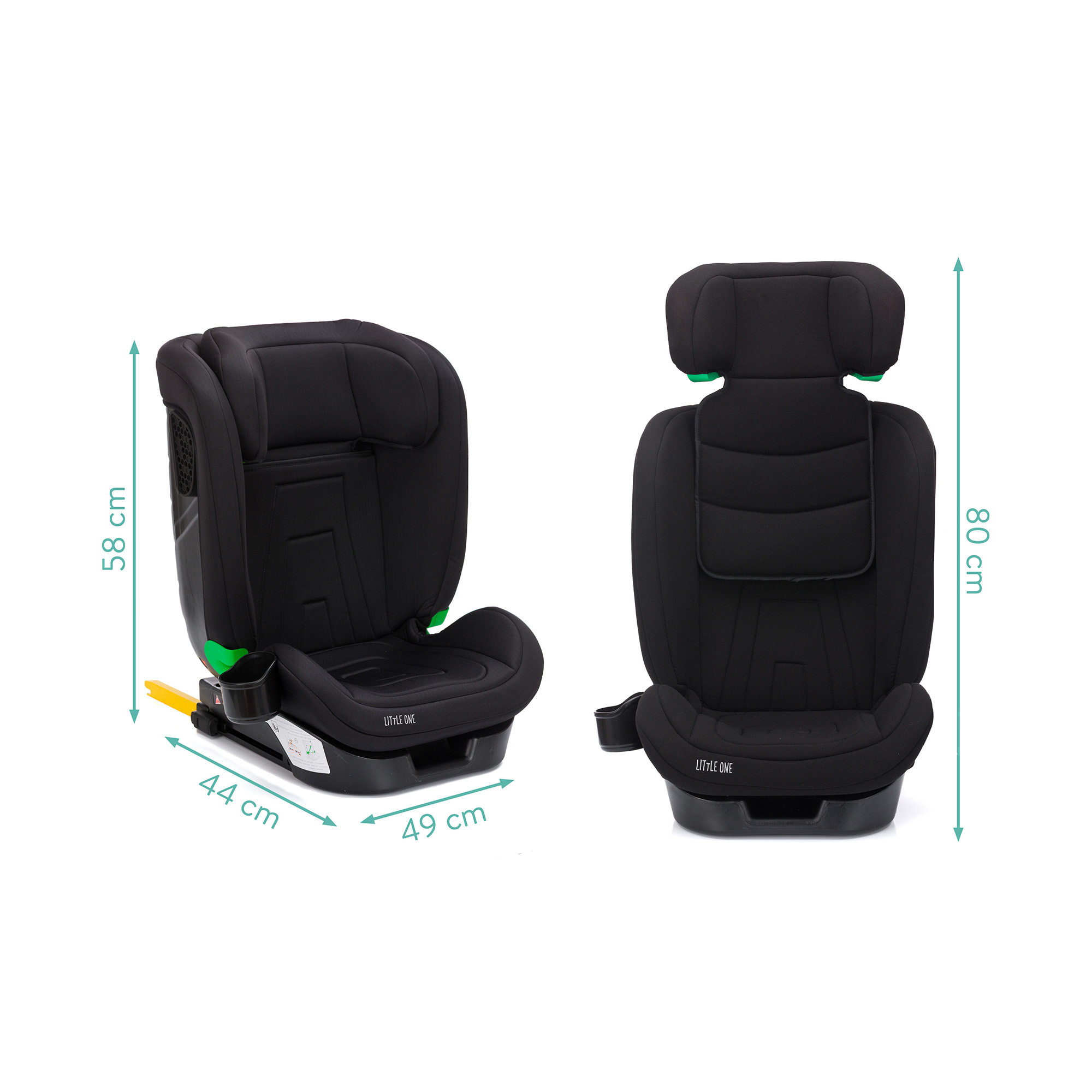 Kindersitze 15-36 kg, Gruppe 2/3, LITTLE ONE, Schwarz – Produktansicht