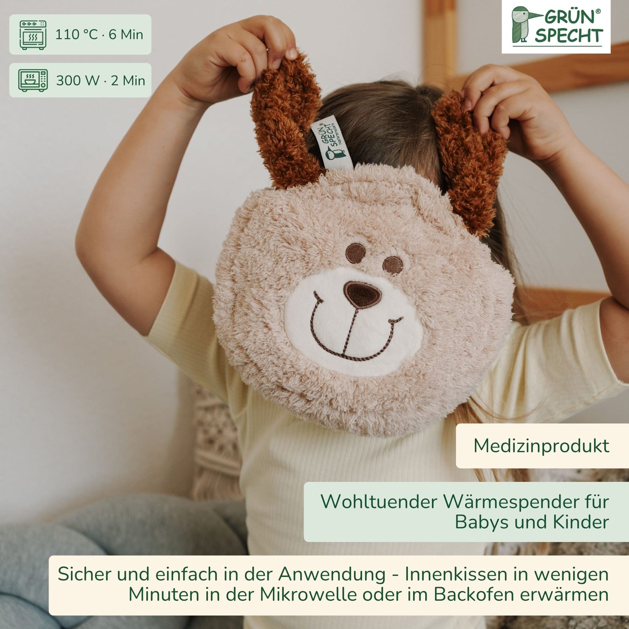 Wärmekissen & -flaschen, GRÜNSPECHT, Beige – Produktansicht