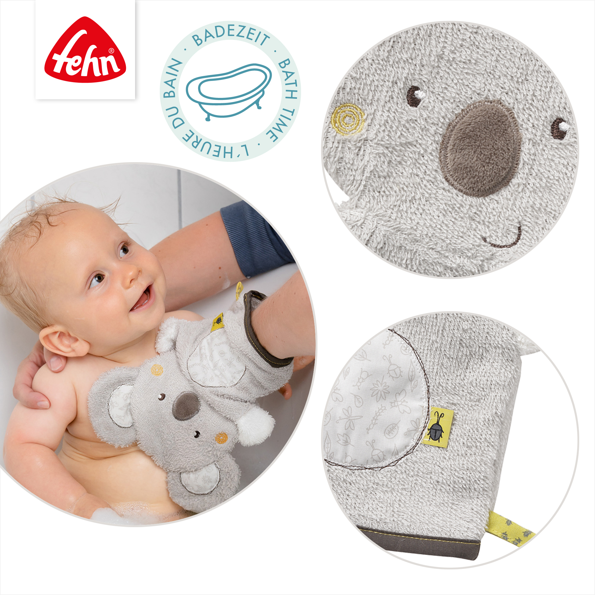 Waschlappen, fehn, Grau – Produktansicht